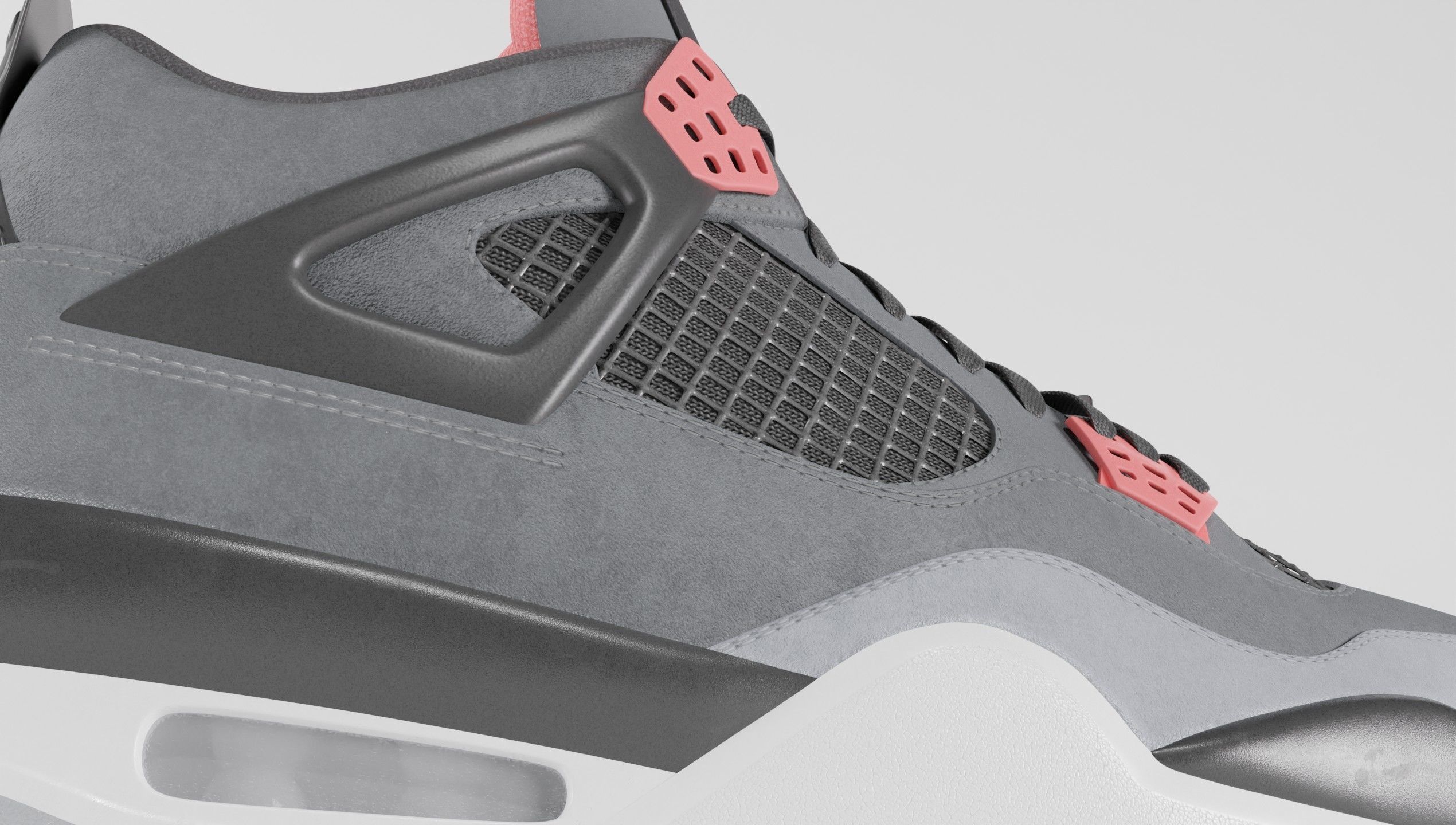 Jordan 4 Retro Infrared  Low-poly 3D model_46