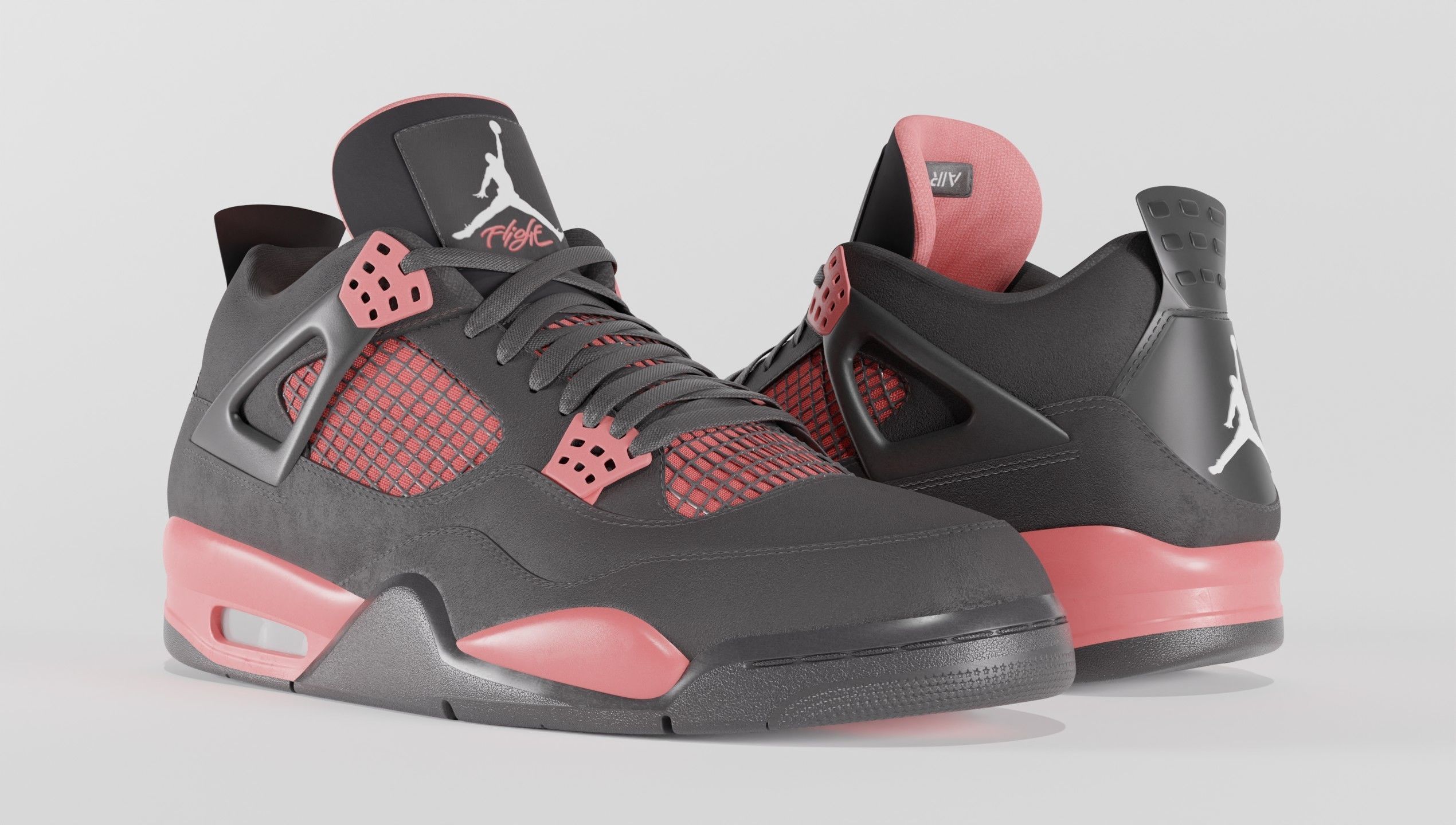 Jordan 4 Retro Red Thunder  Low-poly 3D model_21