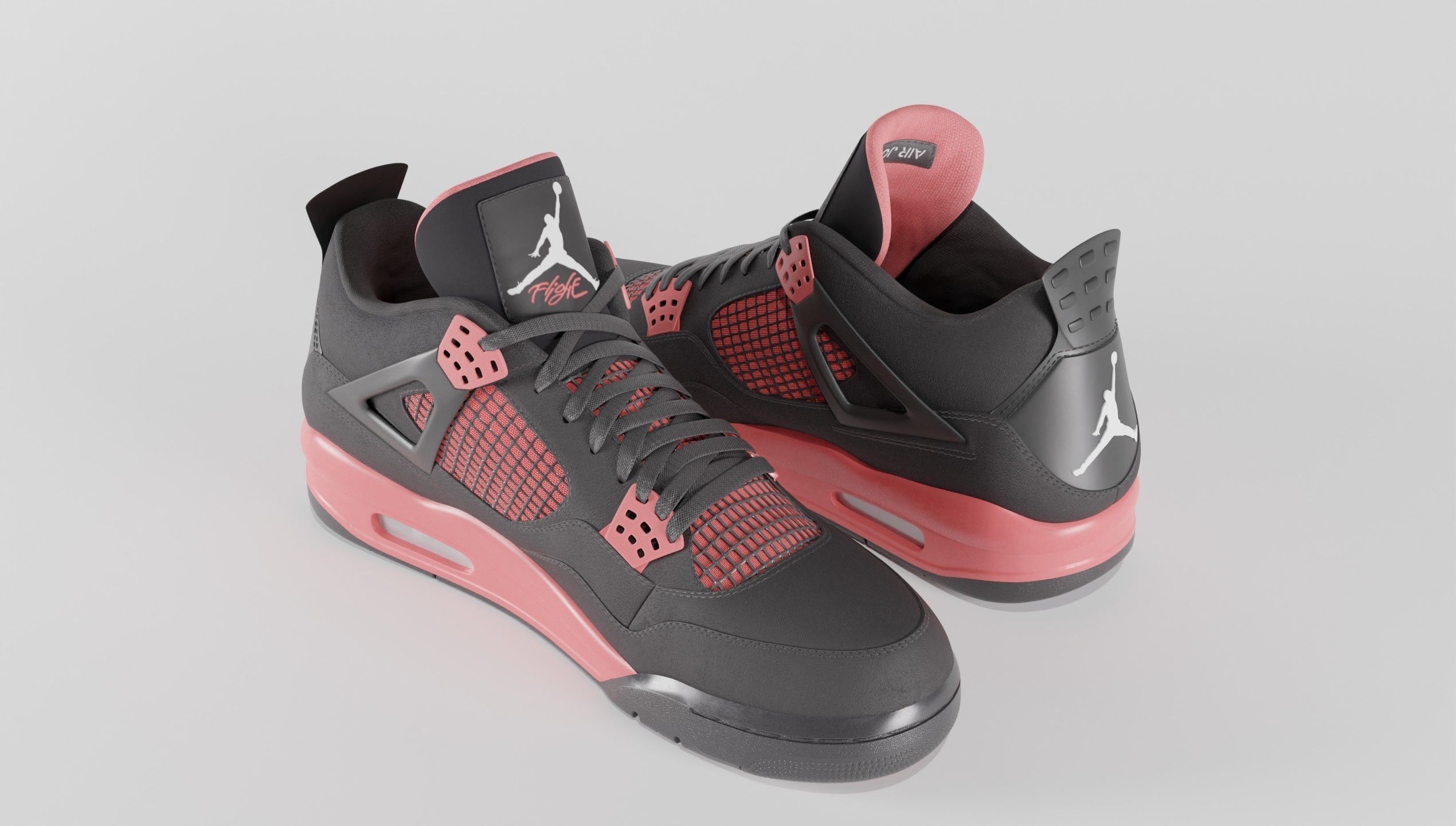 Jordan 4 Retro Red Thunder  Low-poly 3D model_49