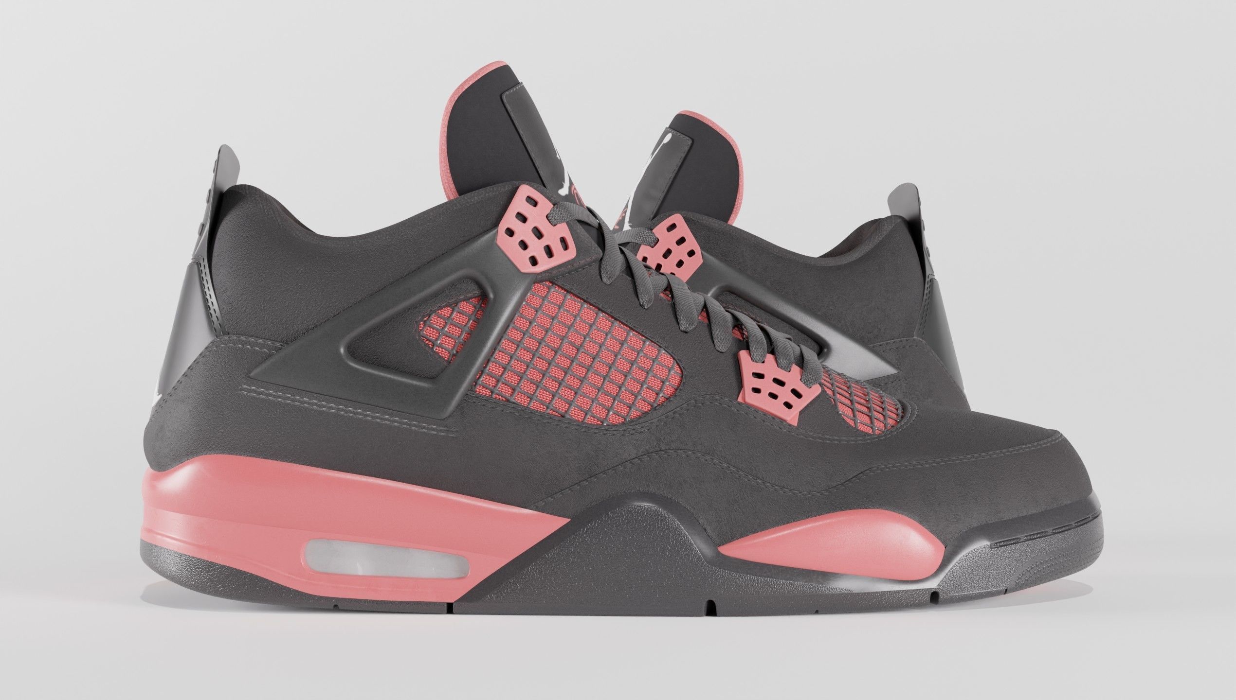 Jordan 4 Retro Red Thunder  Low-poly 3D model_27