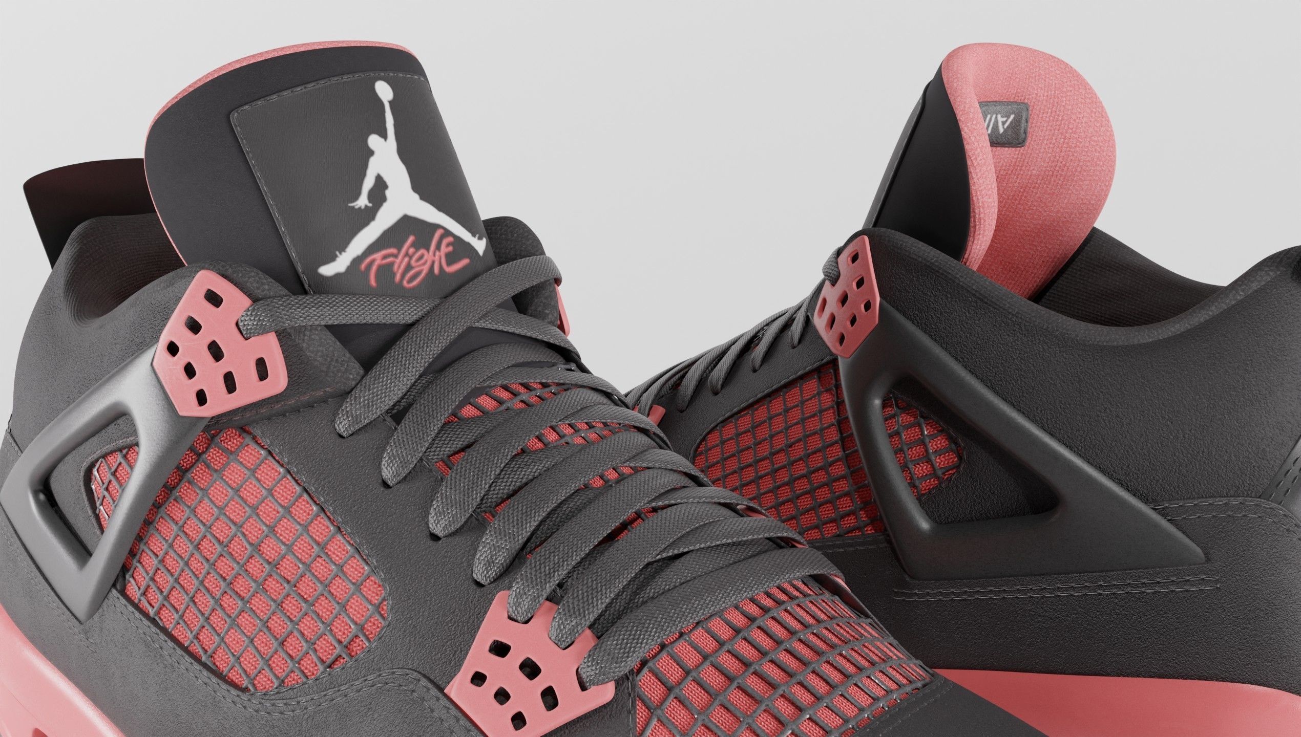 Jordan 4 Retro Red Thunder  Low-poly 3D model_25
