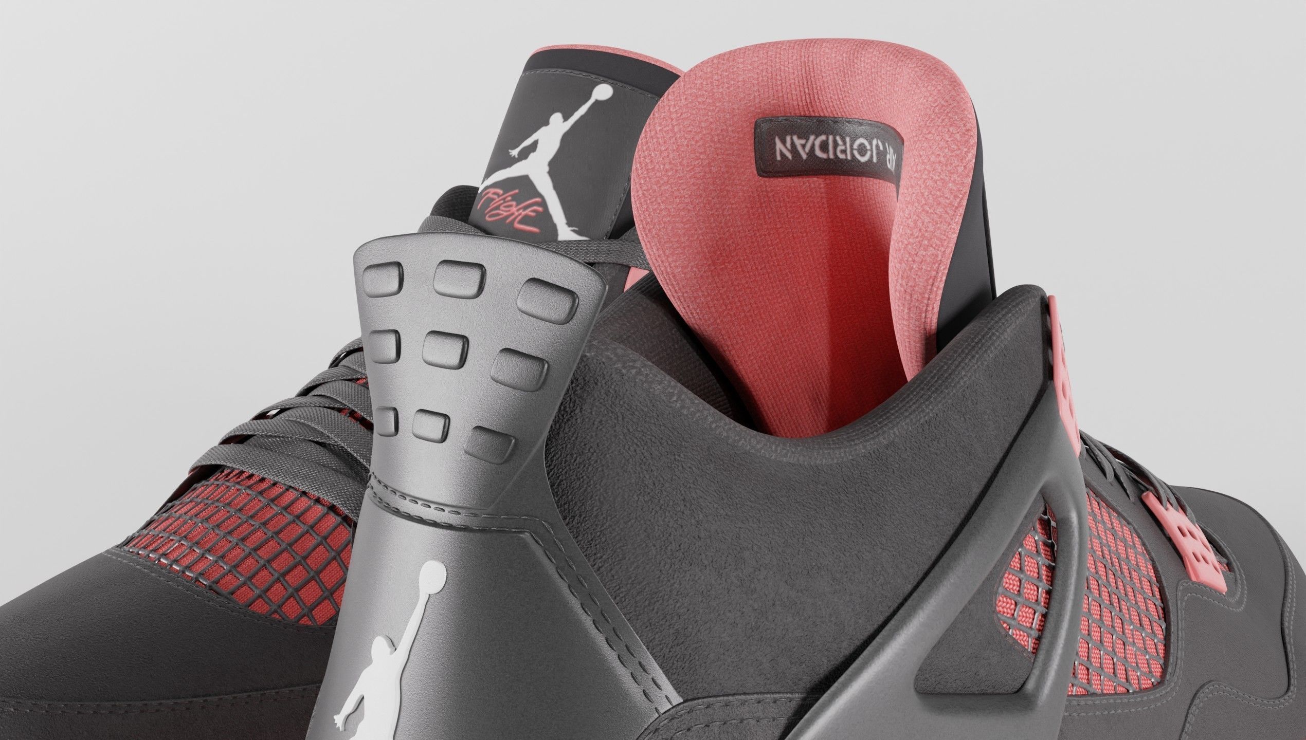 Jordan 4 Retro Red Thunder  Low-poly 3D model_37