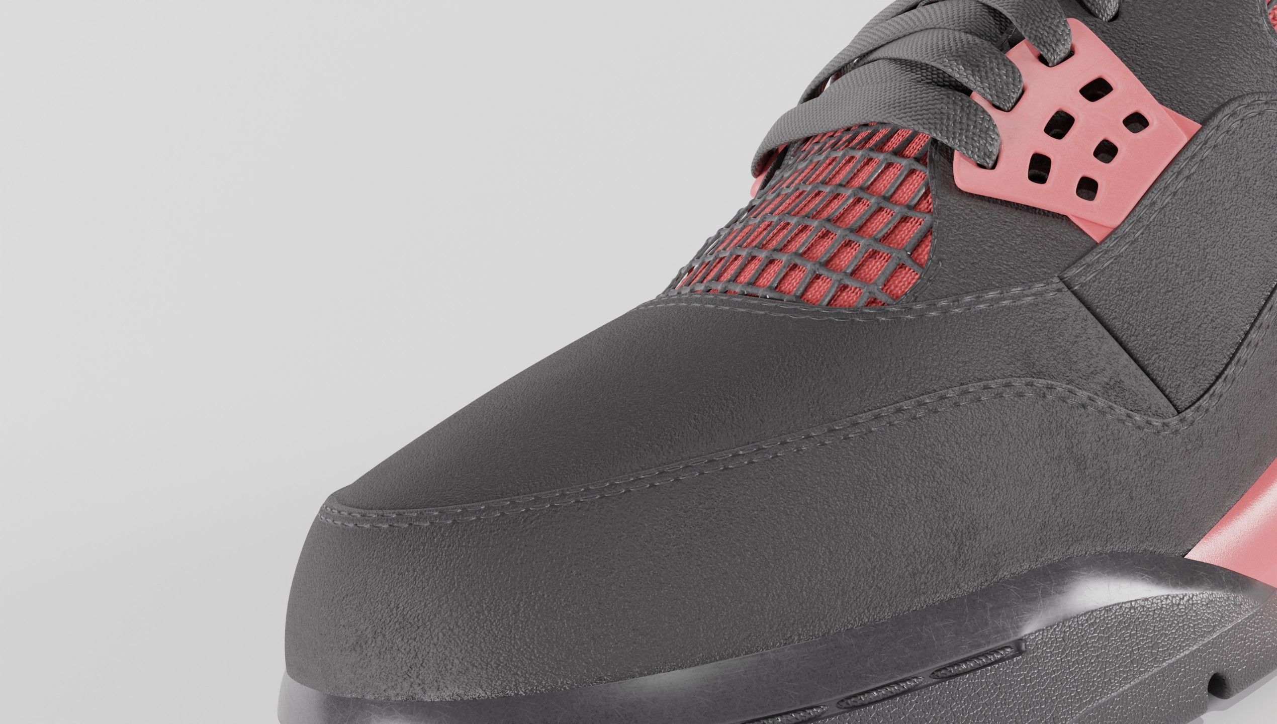 Jordan 4 Retro Red Thunder  Low-poly 3D model_20