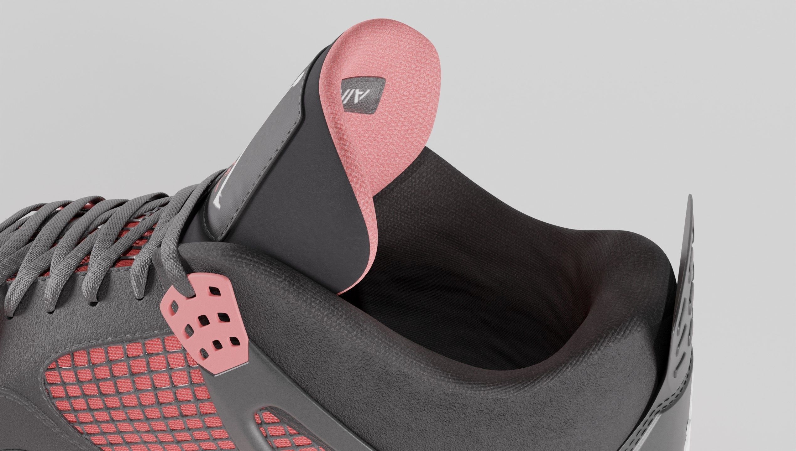 Jordan 4 Retro Red Thunder  Low-poly 3D model_8