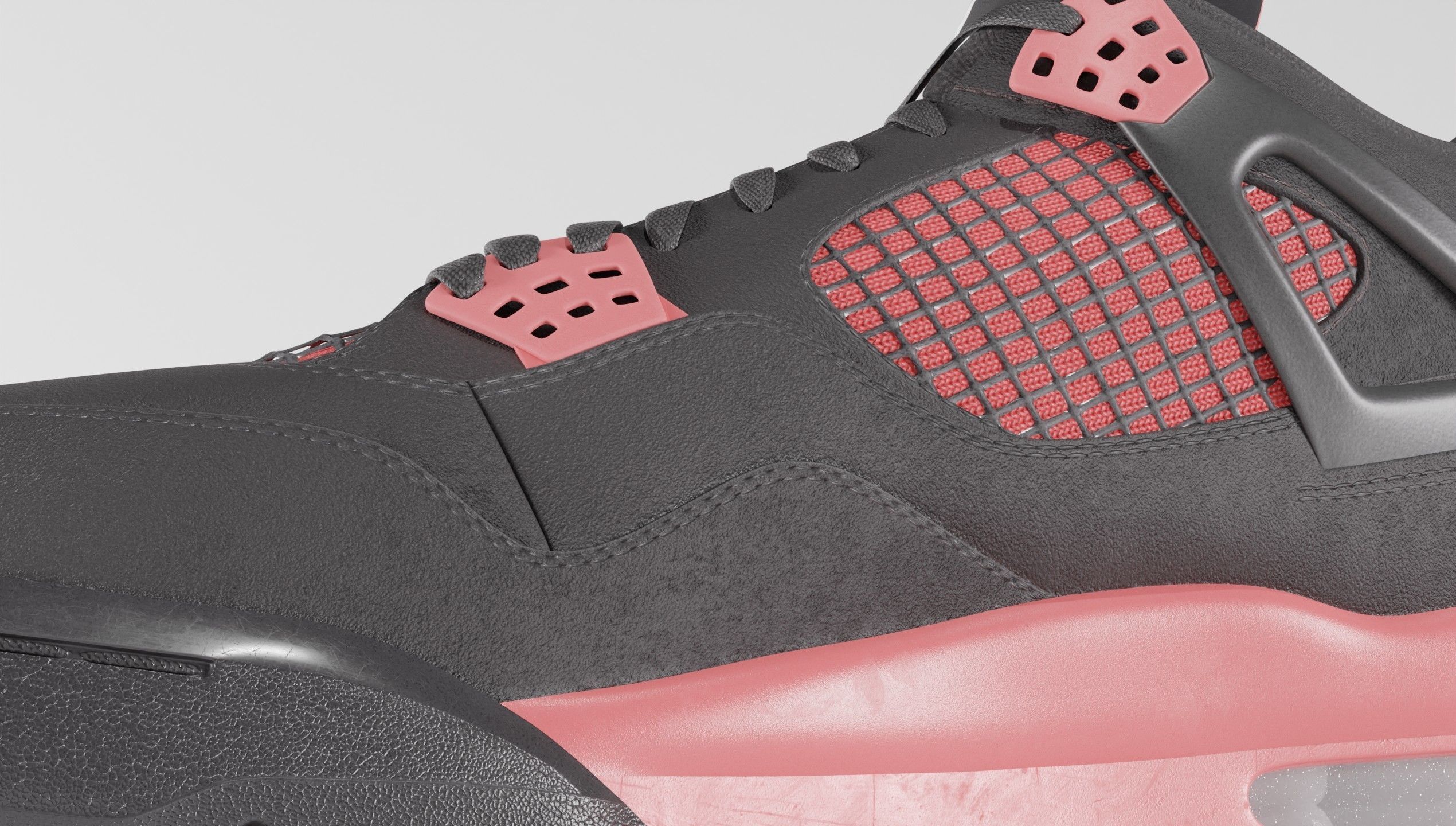 Jordan 4 Retro Red Thunder  Low-poly 3D model_17