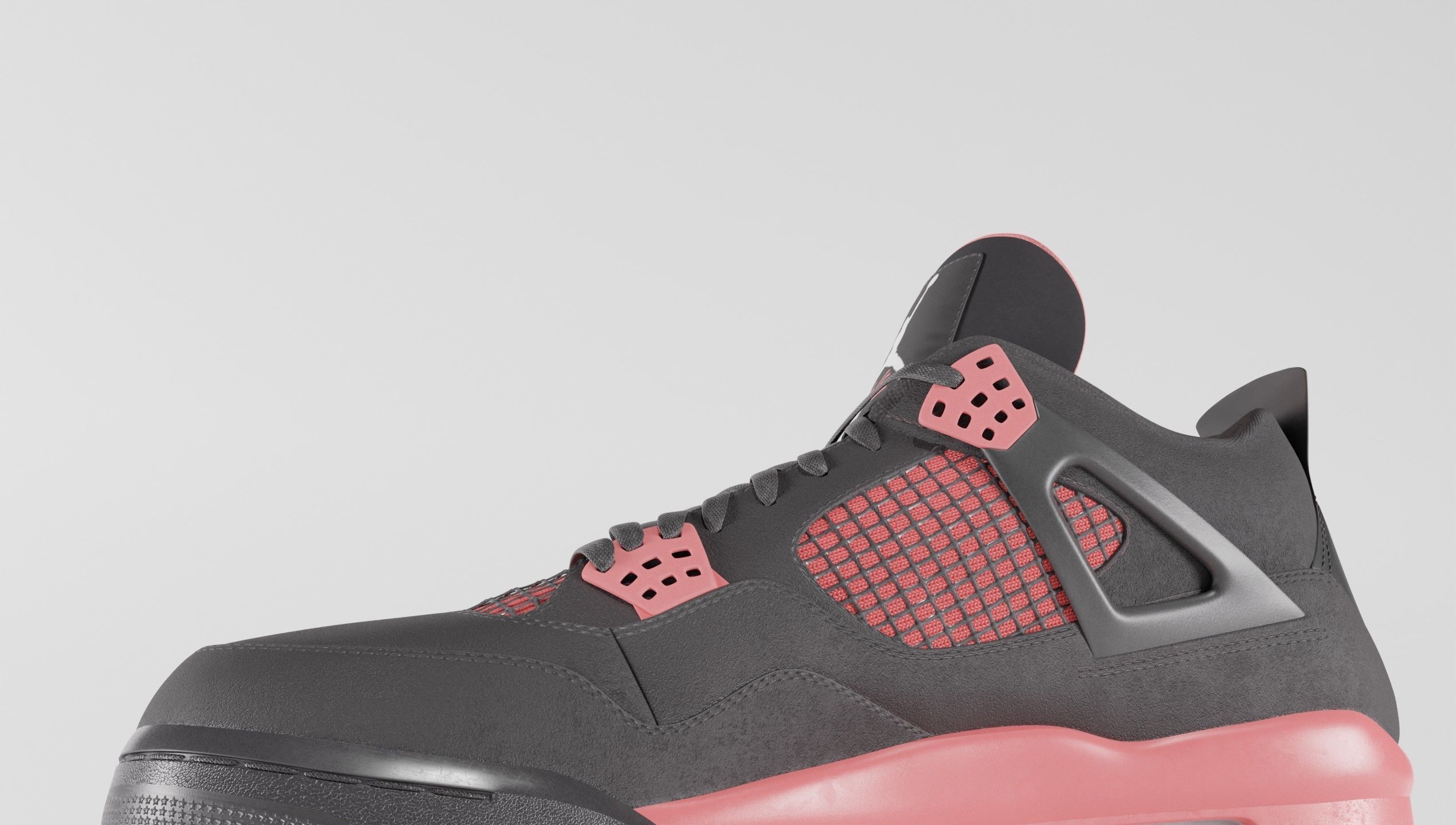 Jordan 4 Retro Red Thunder  Low-poly 3D model_19