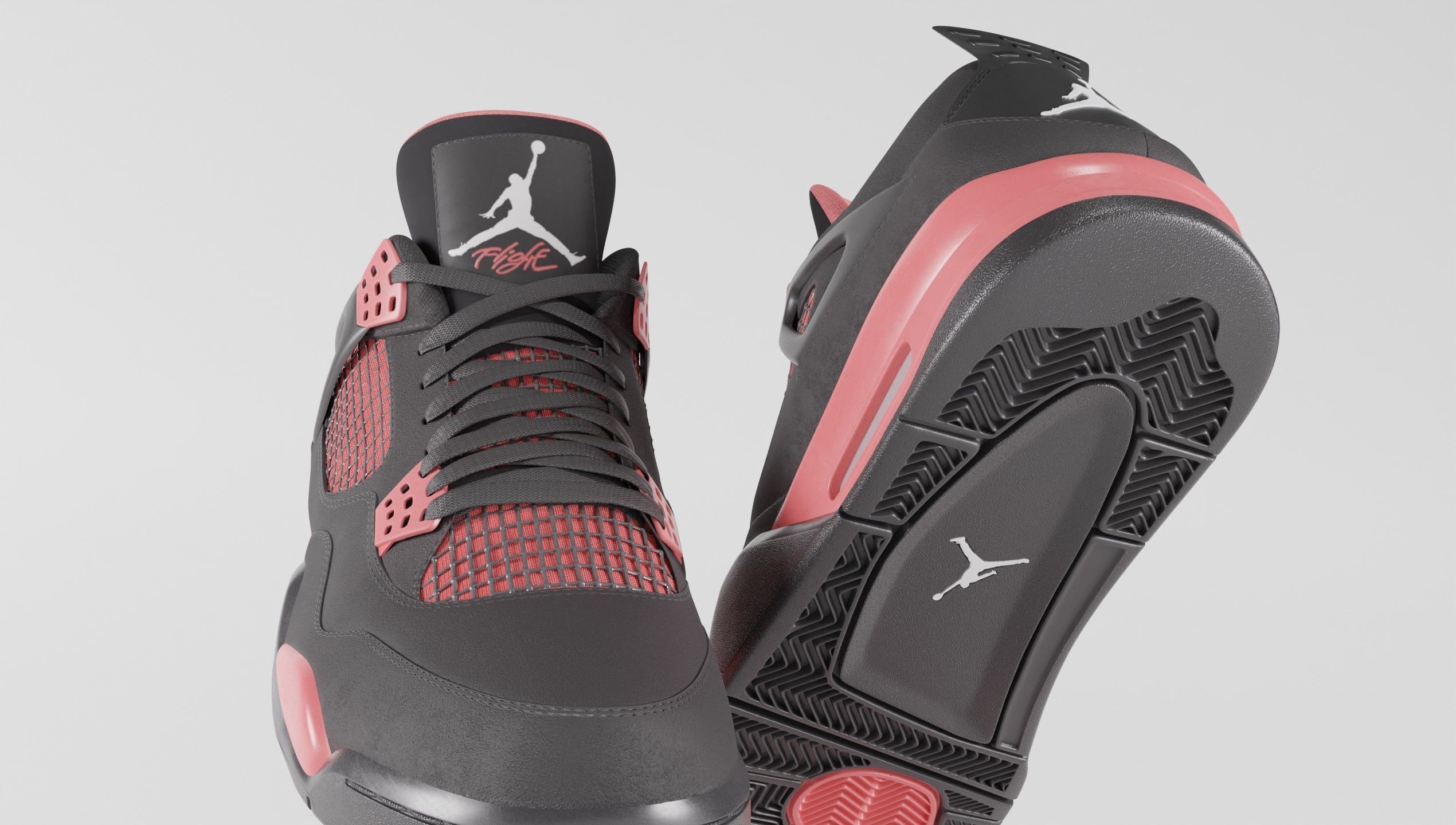 Jordan 4 Retro Red Thunder  Low-poly 3D model_18