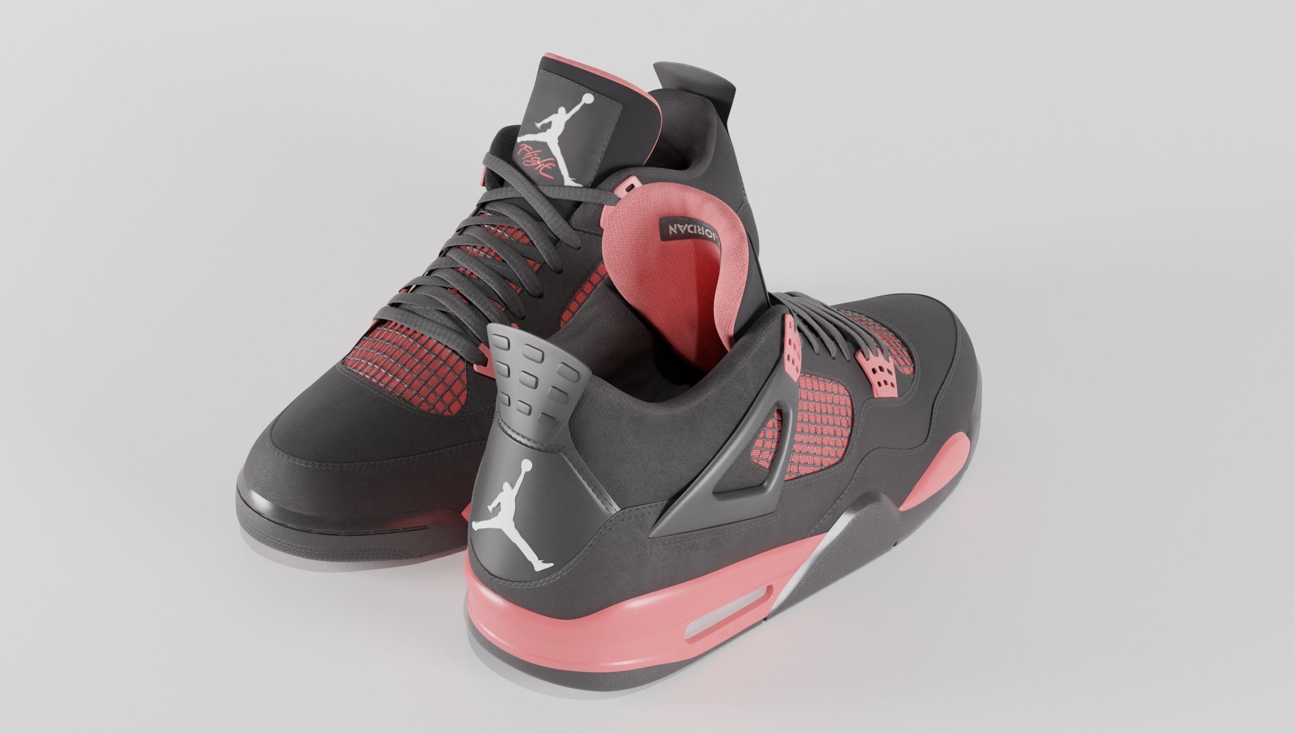 Jordan 4 Retro Red Thunder  Low-poly 3D model_35