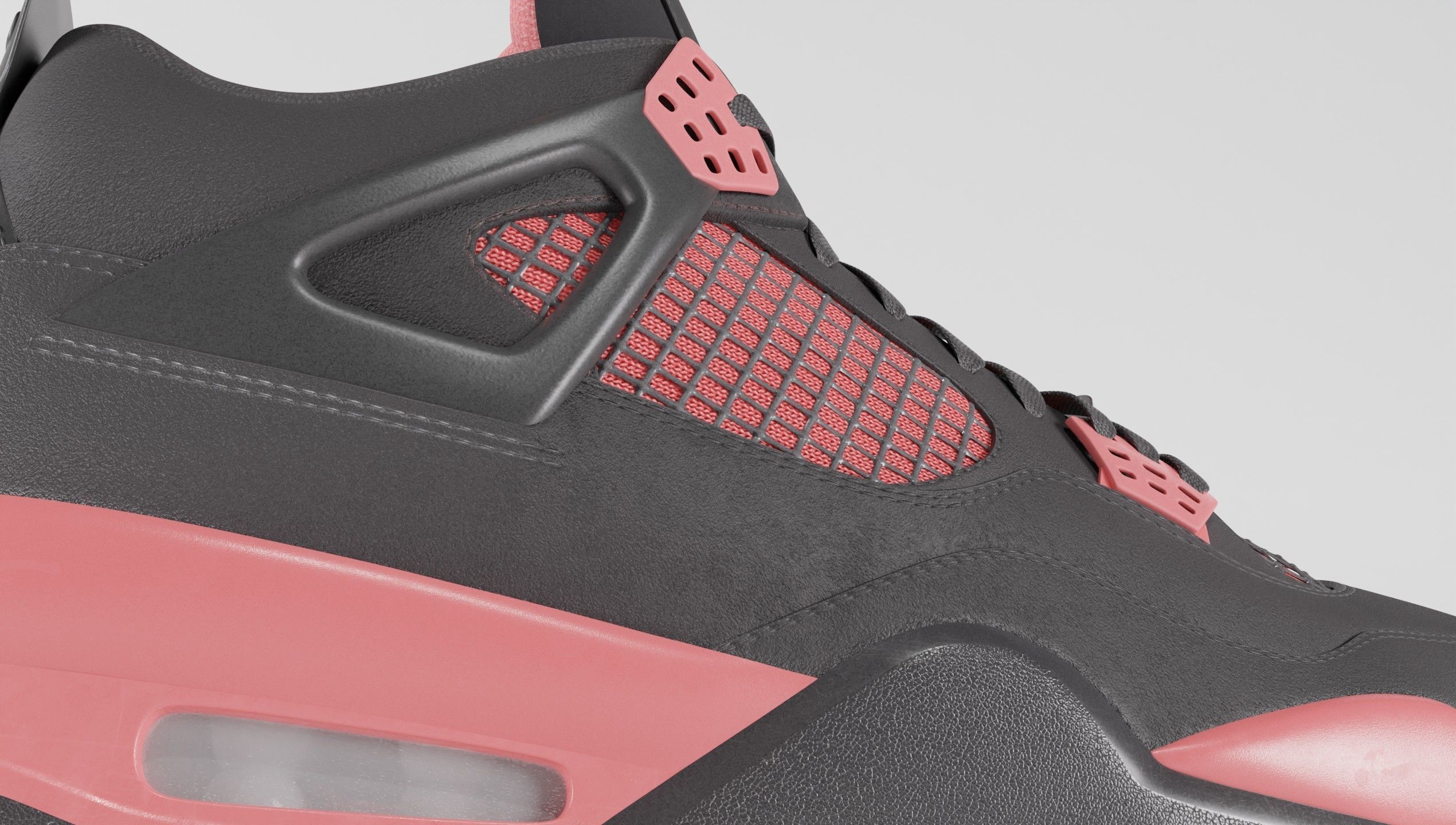 Jordan 4 Retro Red Thunder  Low-poly 3D model_31