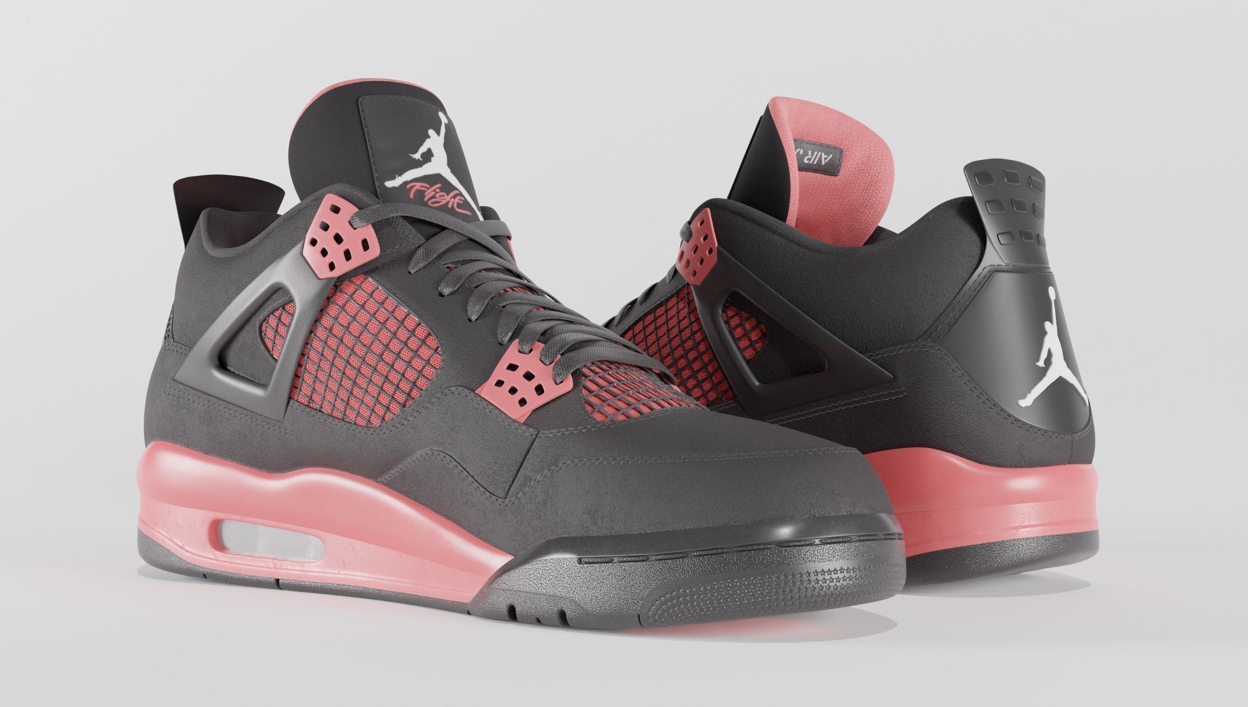 Jordan 4 Retro Red Thunder  Low-poly 3D model_47