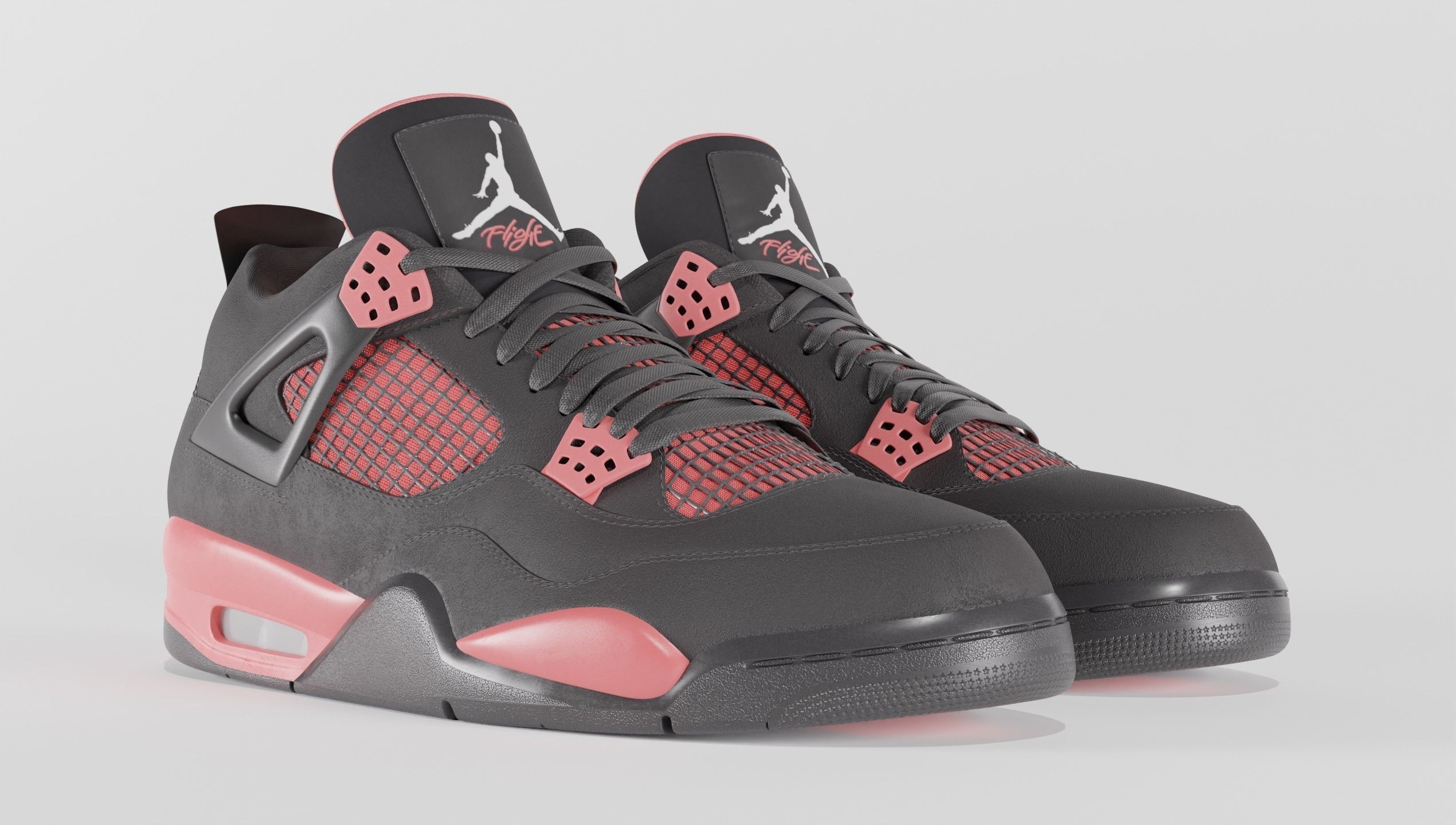 Jordan 4 Retro Red Thunder  Low-poly 3D model_62