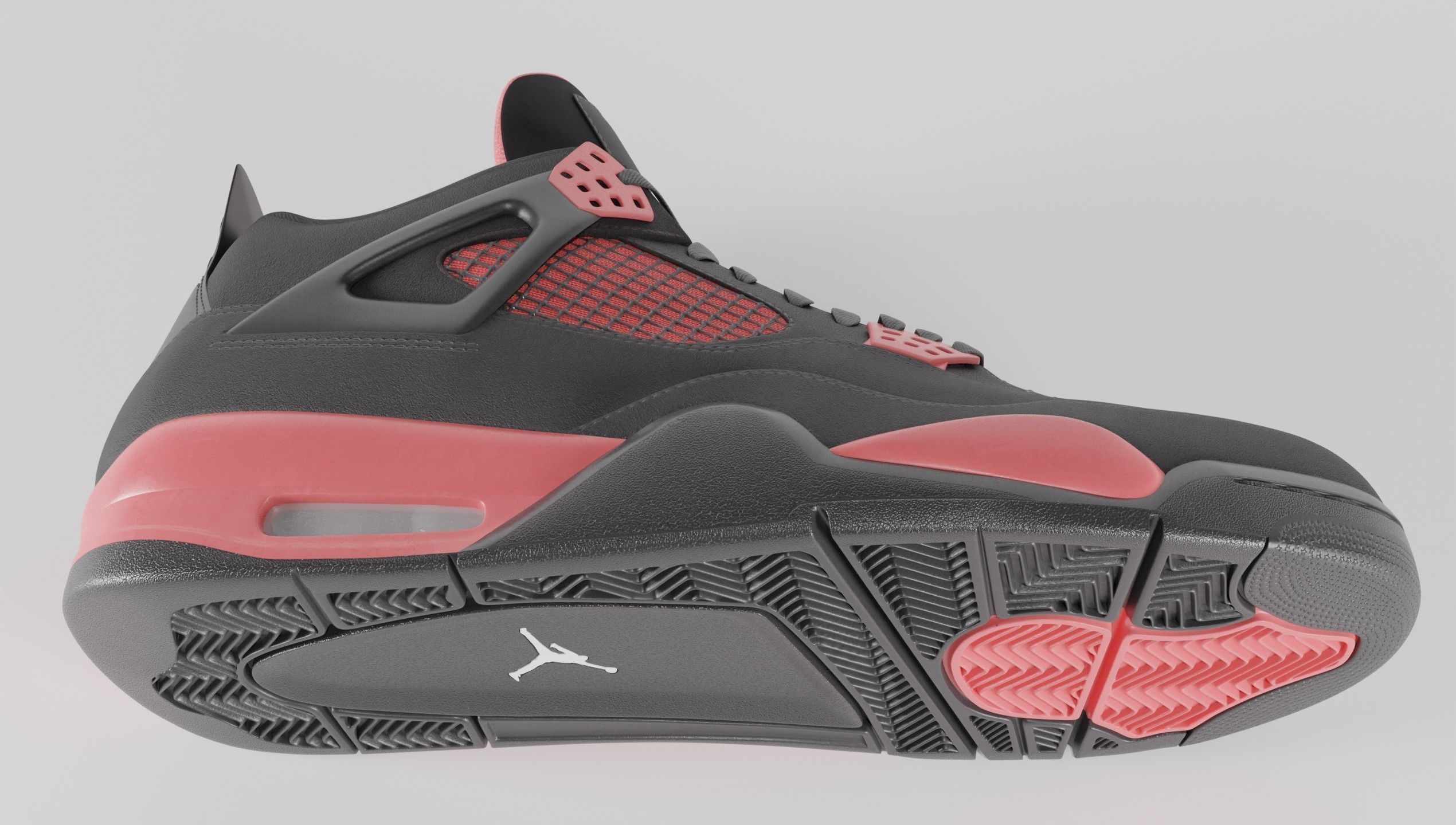 Jordan 4 Retro Red Thunder  Low-poly 3D model_14