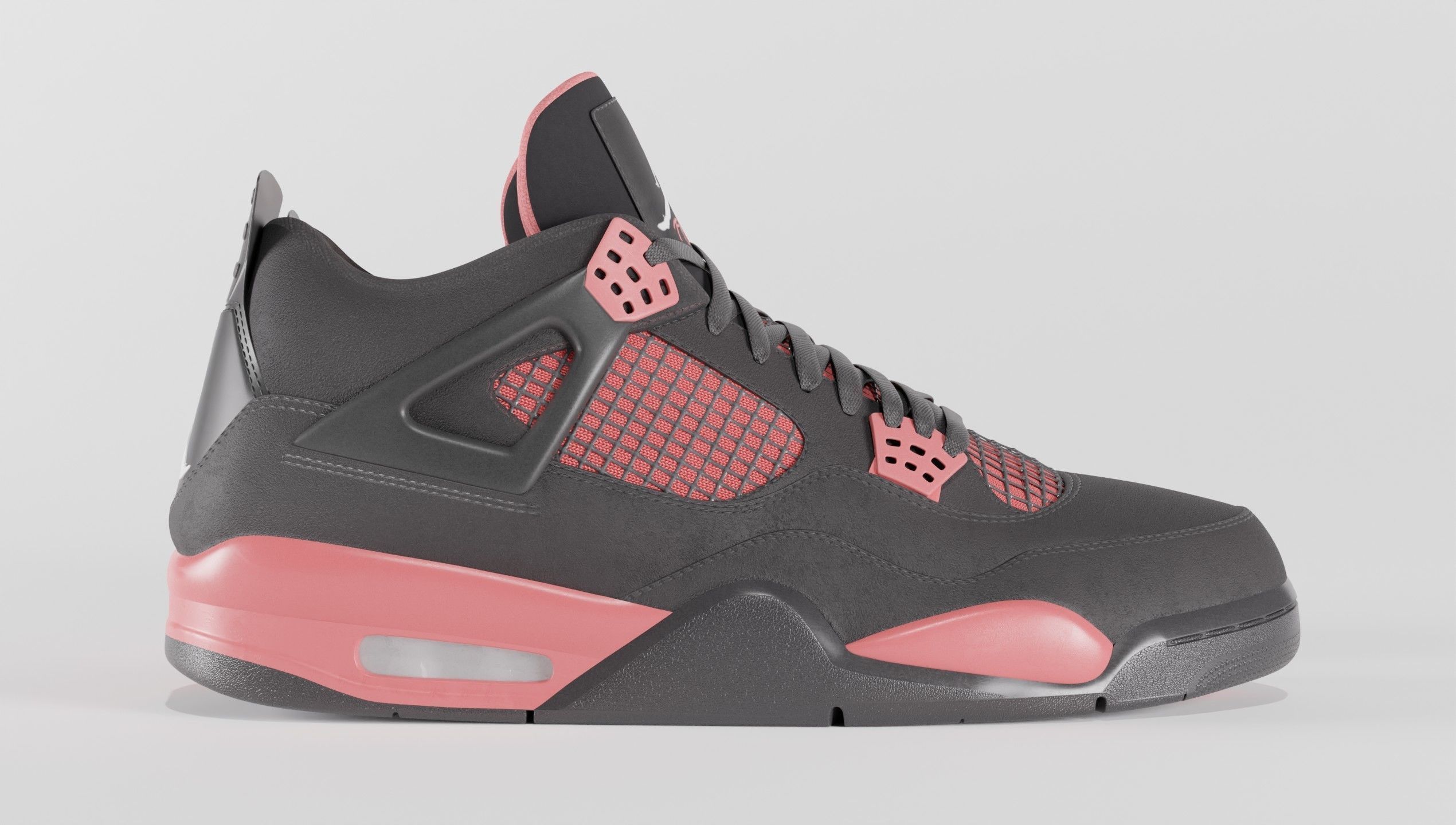 Jordan 4 Retro Red Thunder  Low-poly 3D model_7