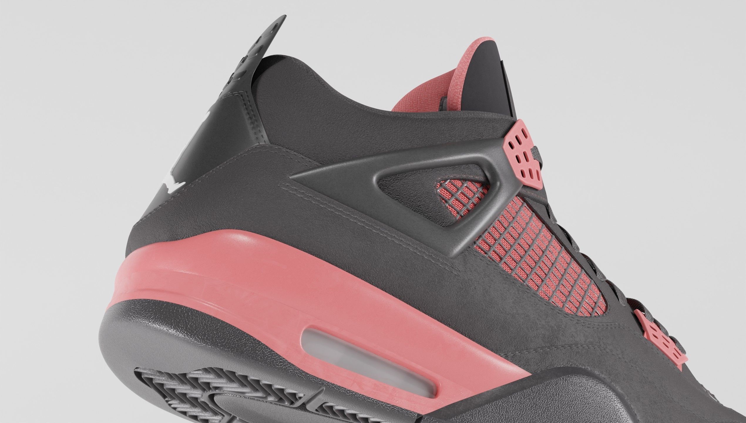 Jordan 4 Retro Red Thunder  Low-poly 3D model_2