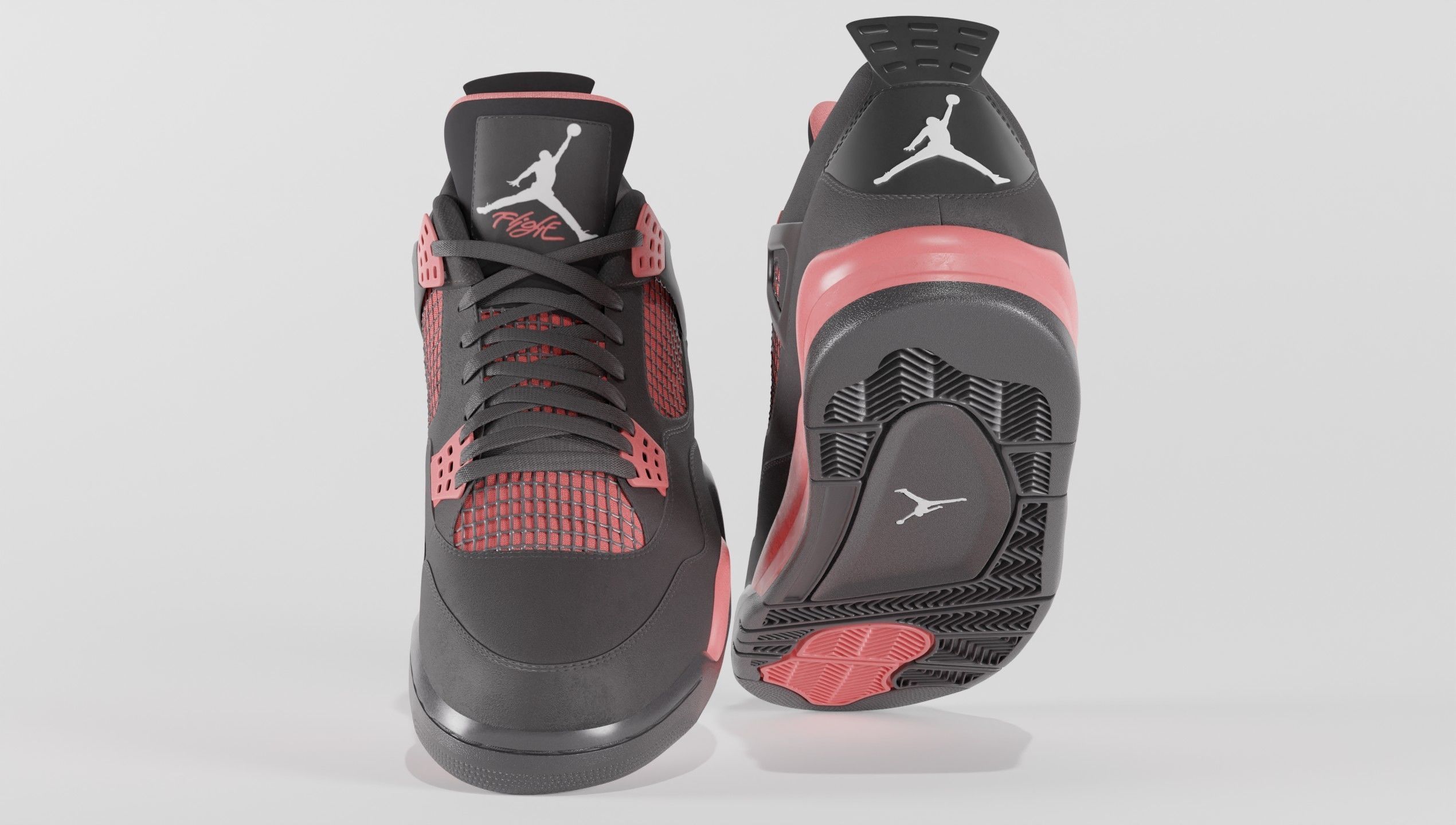 Jordan 4 Retro Red Thunder  Low-poly 3D model_16