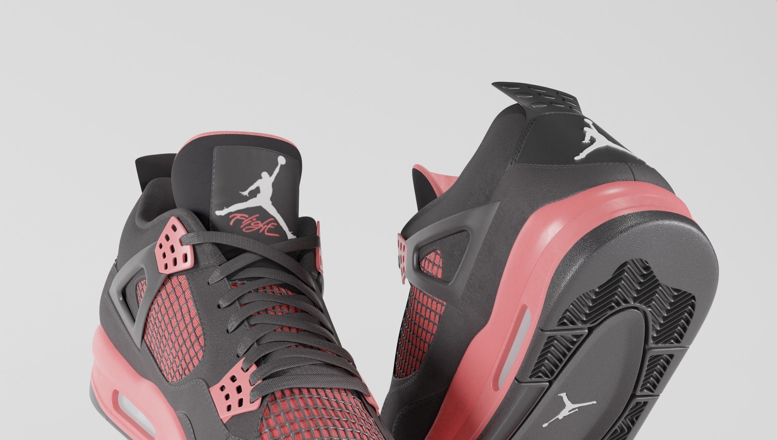 Jordan 4 Retro Red Thunder  Low-poly 3D model_12