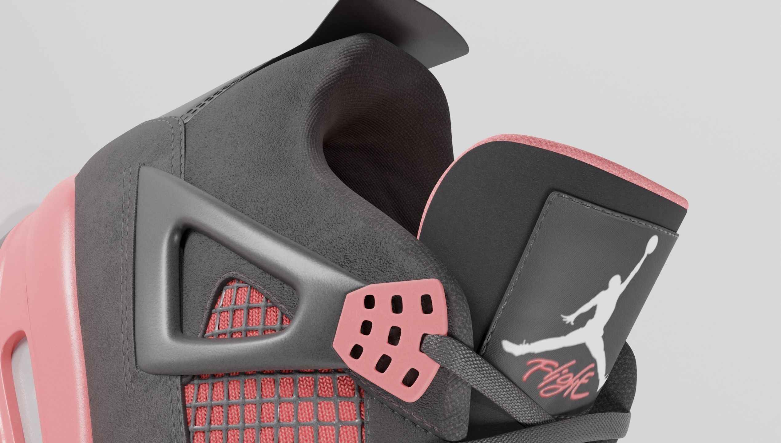 Jordan 4 Retro Red Thunder  Low-poly 3D model_4