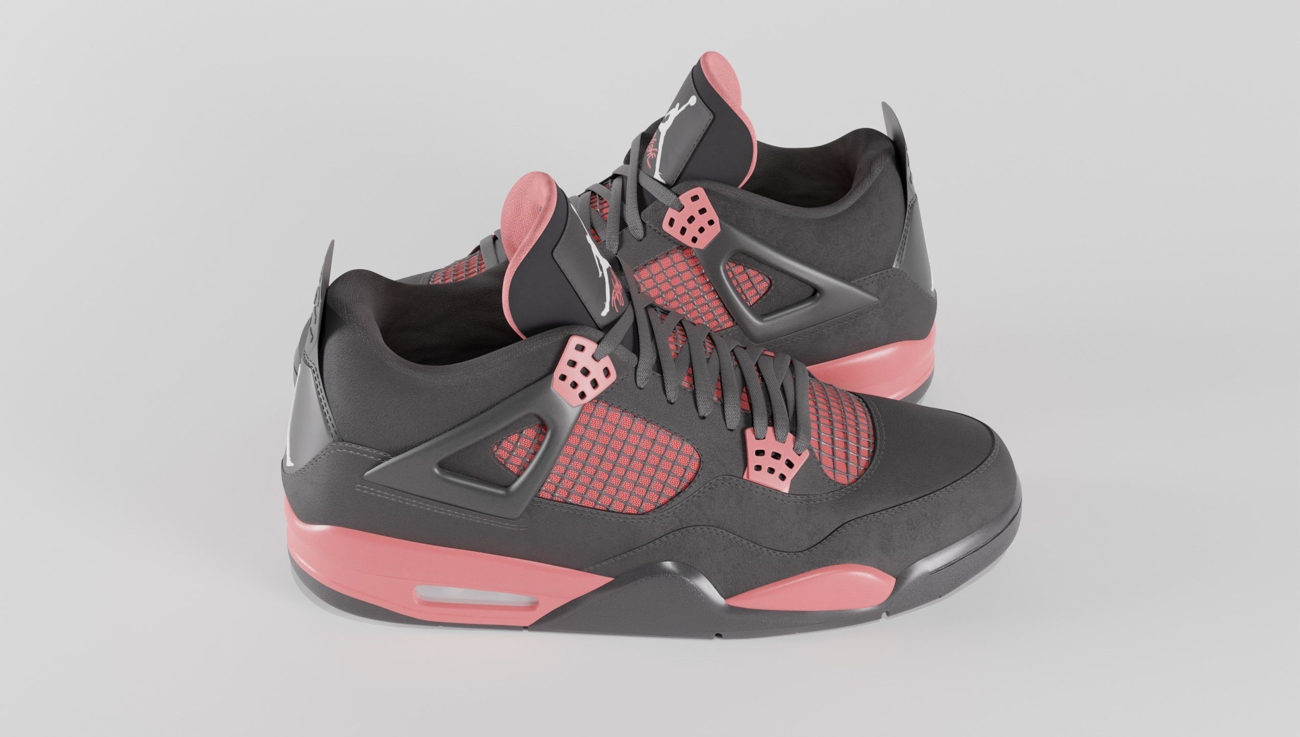 Jordan 4 Retro Red Thunder  Low-poly 3D model_29
