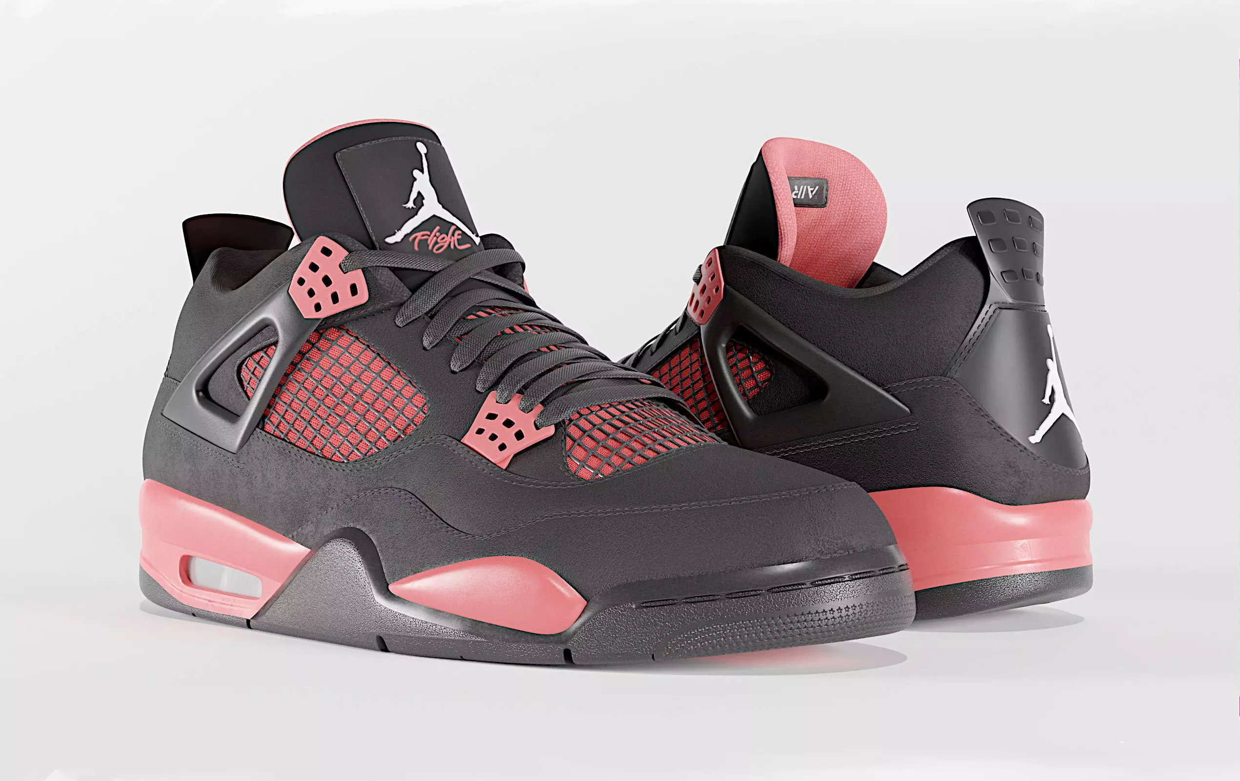 Jordan 4 Retro Red Thunder  Low-poly 3D model_0