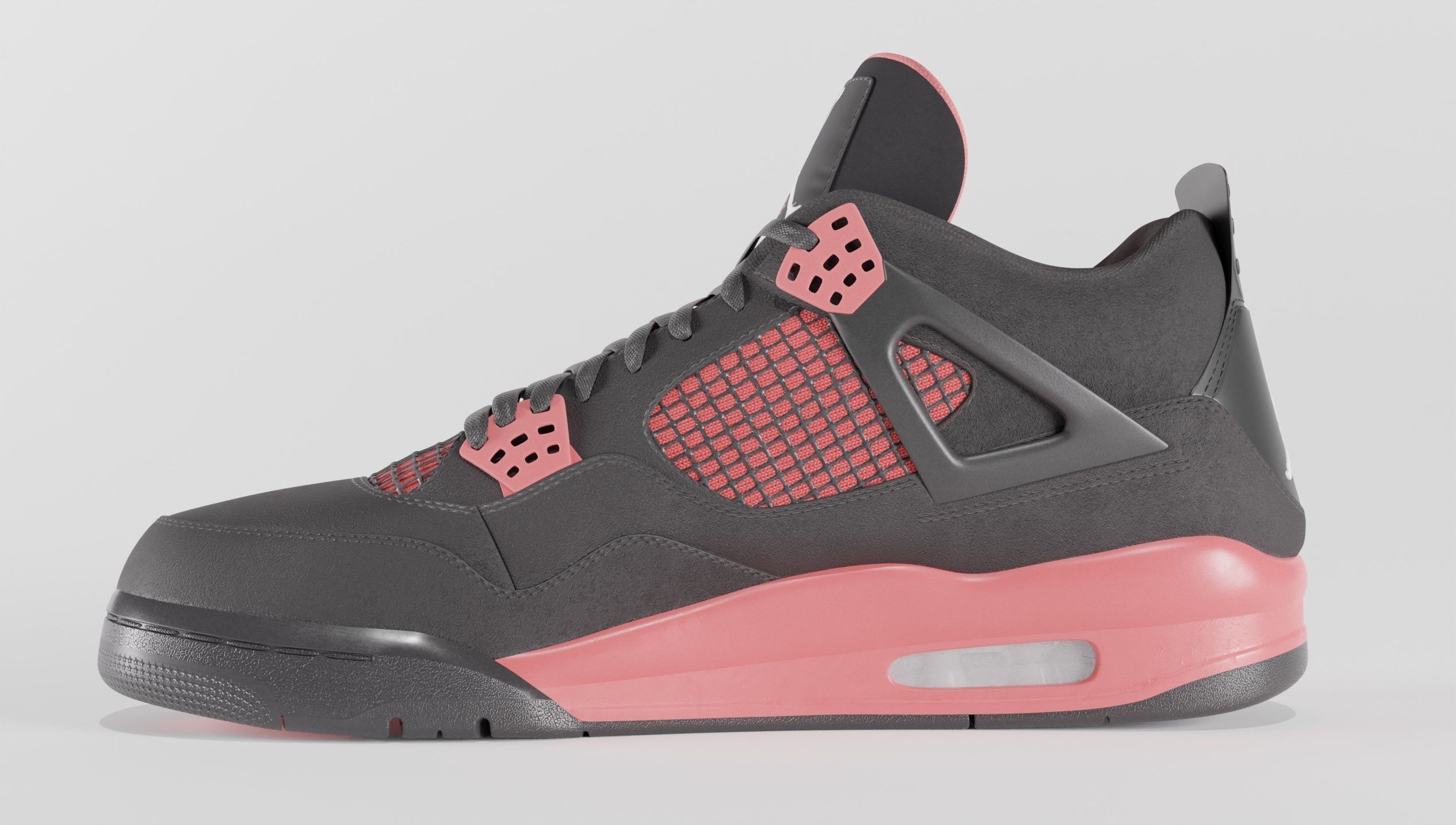 Jordan 4 Retro Red Thunder  Low-poly 3D model_9