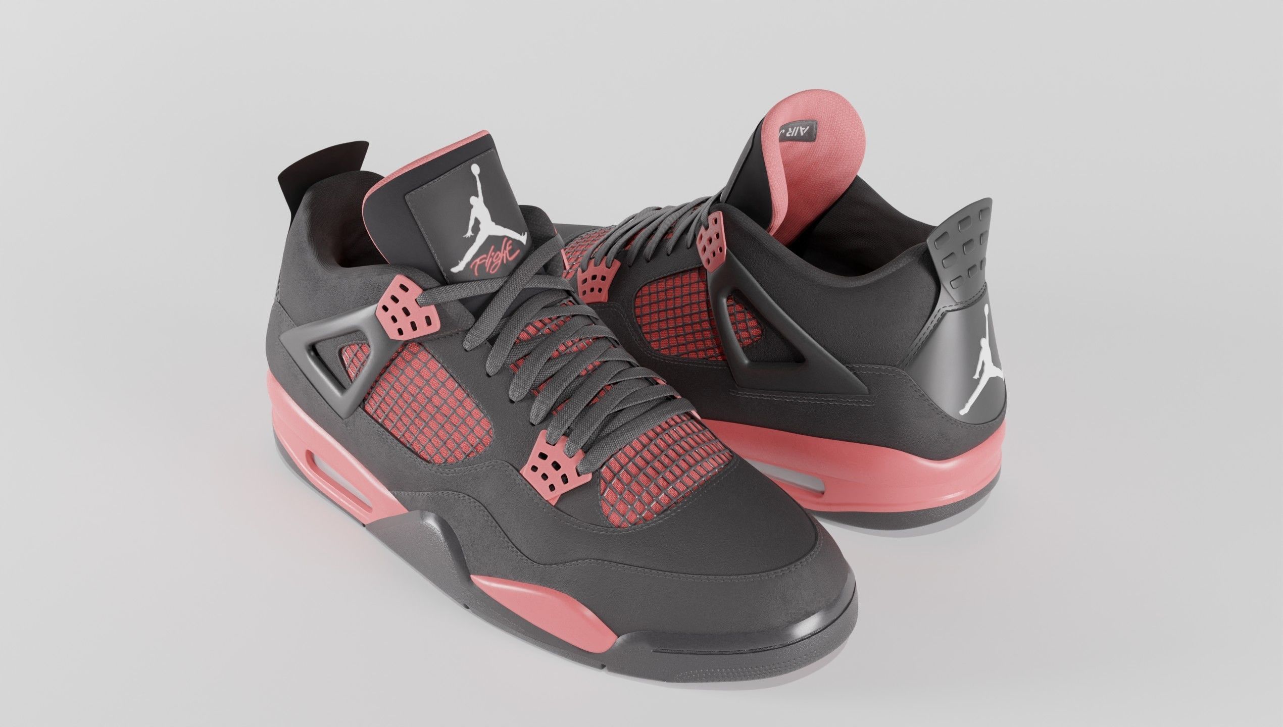 Jordan 4 Retro Red Thunder  Low-poly 3D model_23