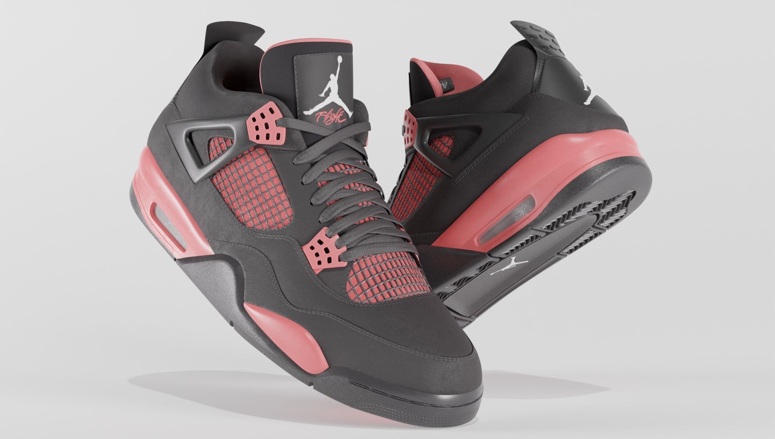 Jordan 4 Retro Red Thunder  Low-poly 3D model_1