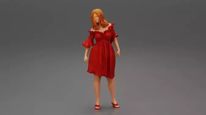 Cute Woman Fashion Model In Gorgeous Dress Posing