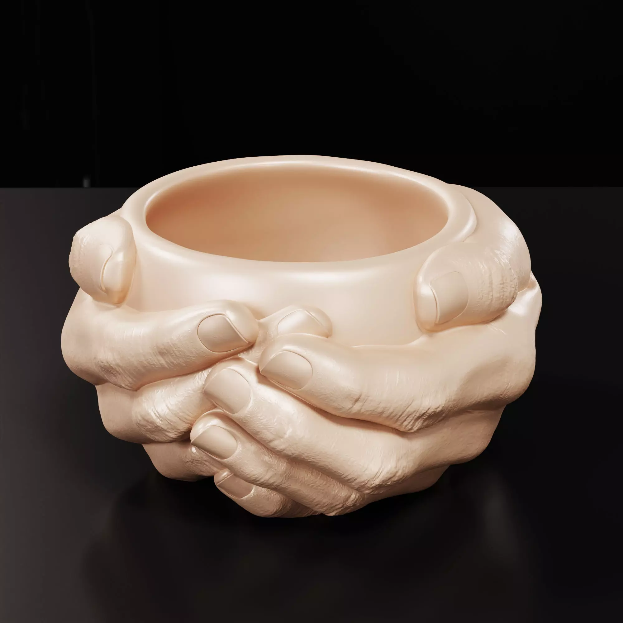 3D model Cupping Hands Pot planter with drainage 3D print model_0