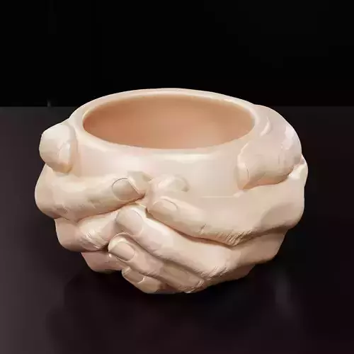 3D model Cupping Hands Pot planter with drainage