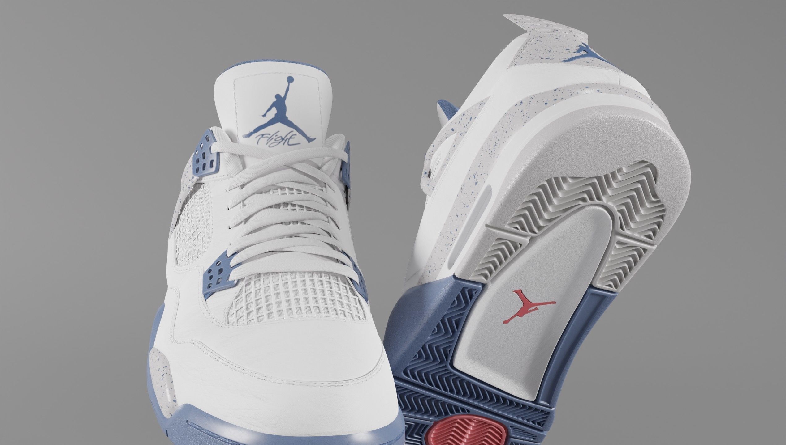Jordan 4 Retro Midnight Navy Low-poly 3D model_17