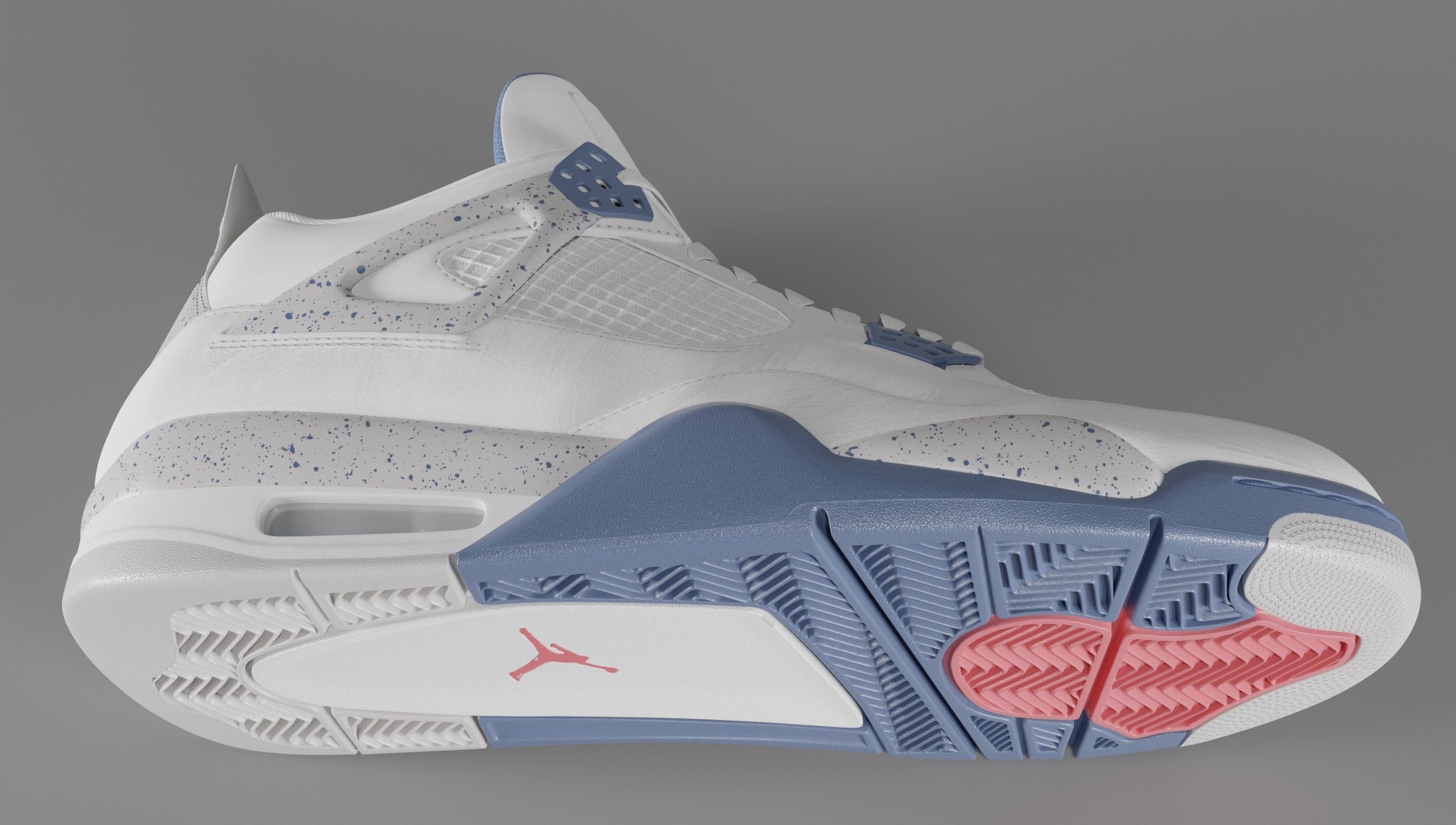 Jordan 4 Retro Midnight Navy Low-poly 3D model_7