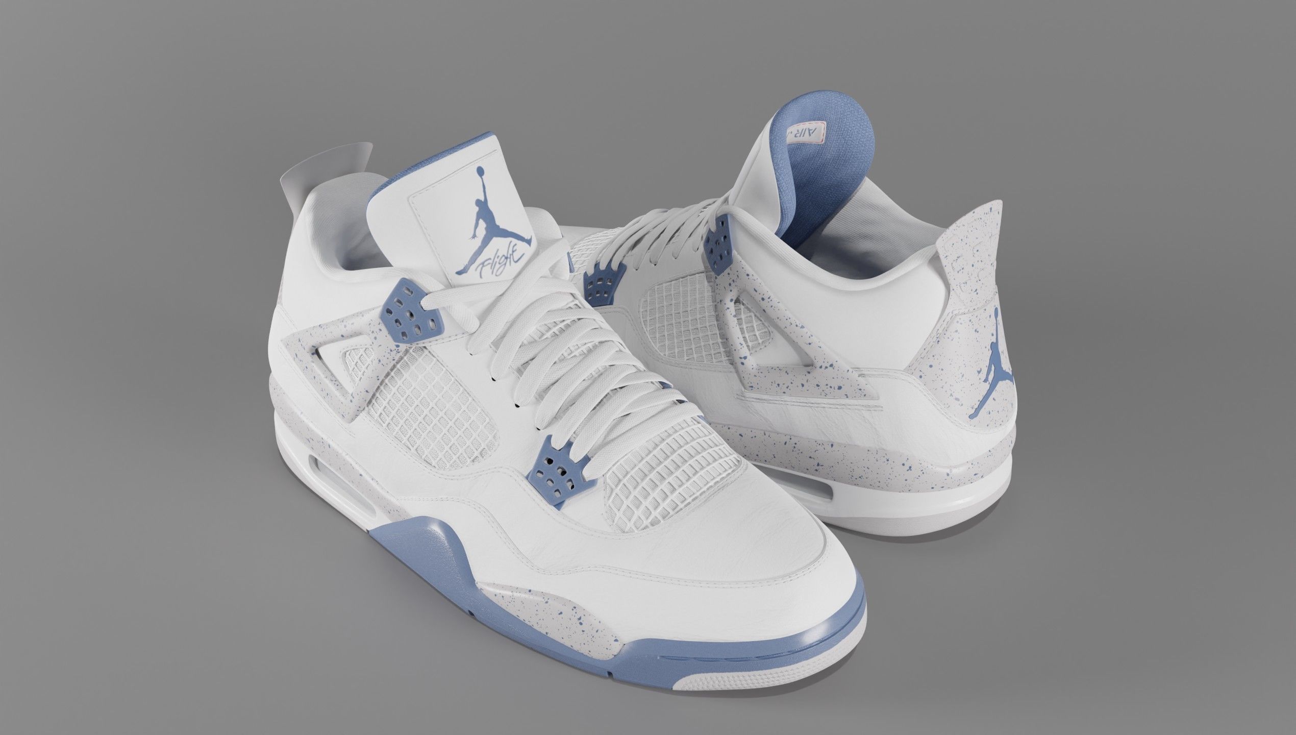 Jordan 4 Retro Midnight Navy Low-poly 3D model_26