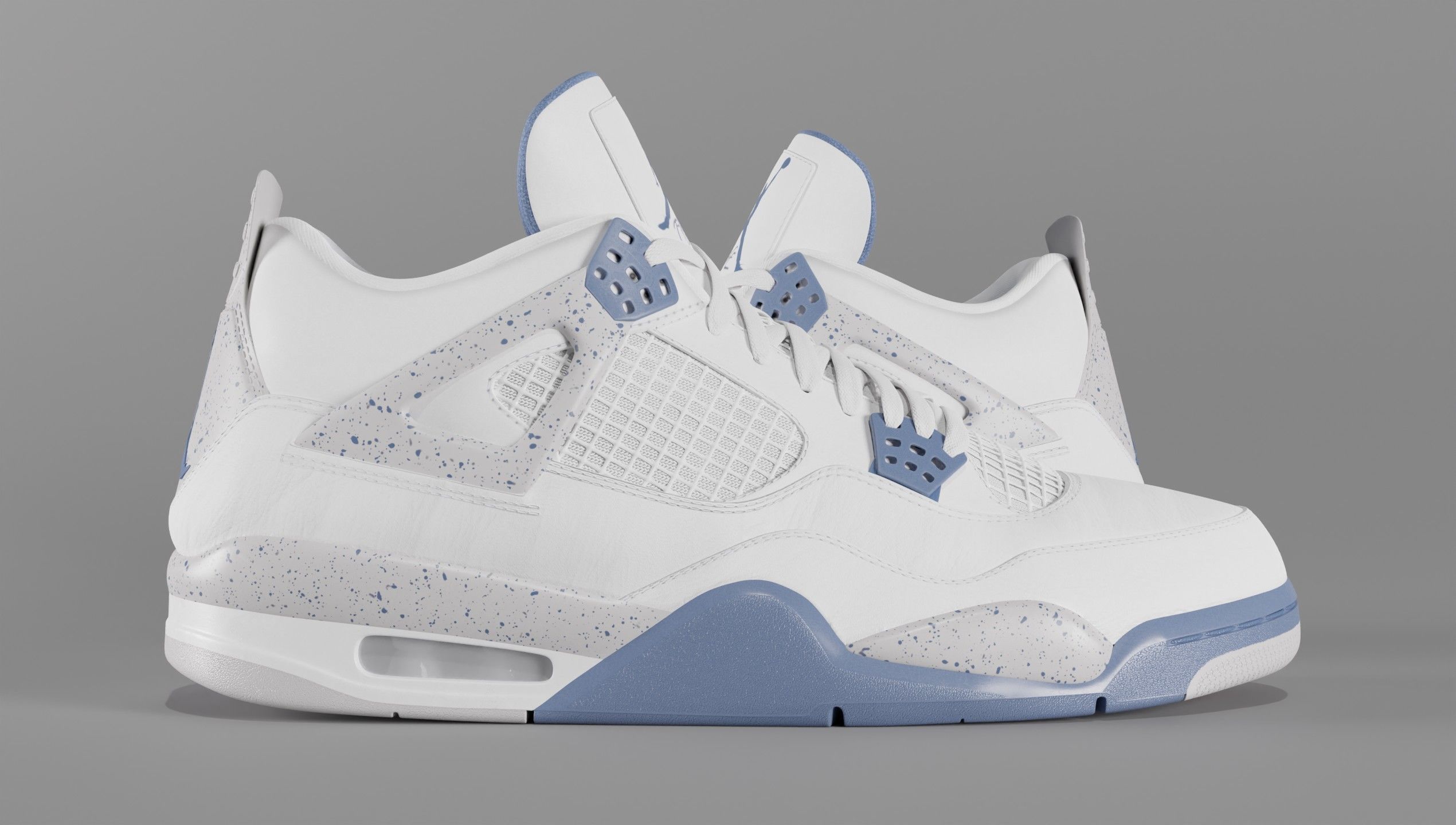 Jordan 4 Retro Midnight Navy Low-poly 3D model_9
