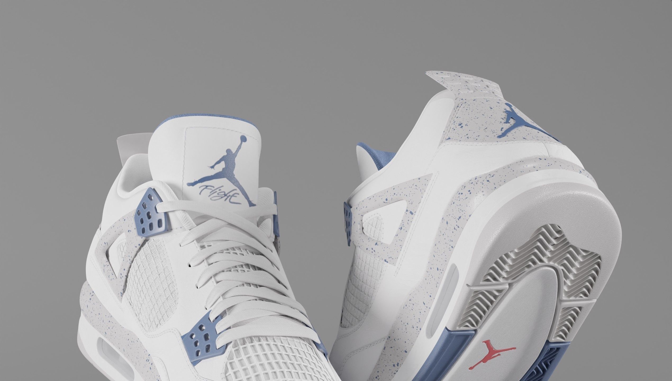 Jordan 4 Retro Midnight Navy Low-poly 3D model_19