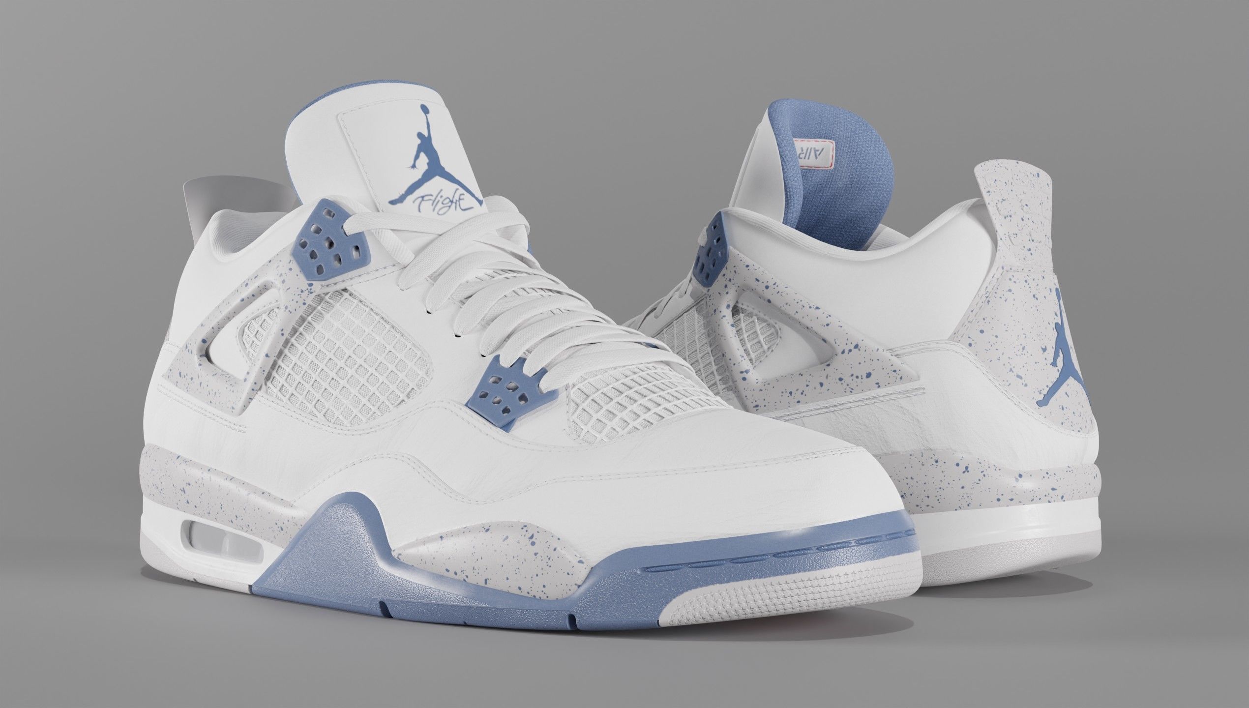 Jordan 4 Retro Midnight Navy Low-poly 3D model_1