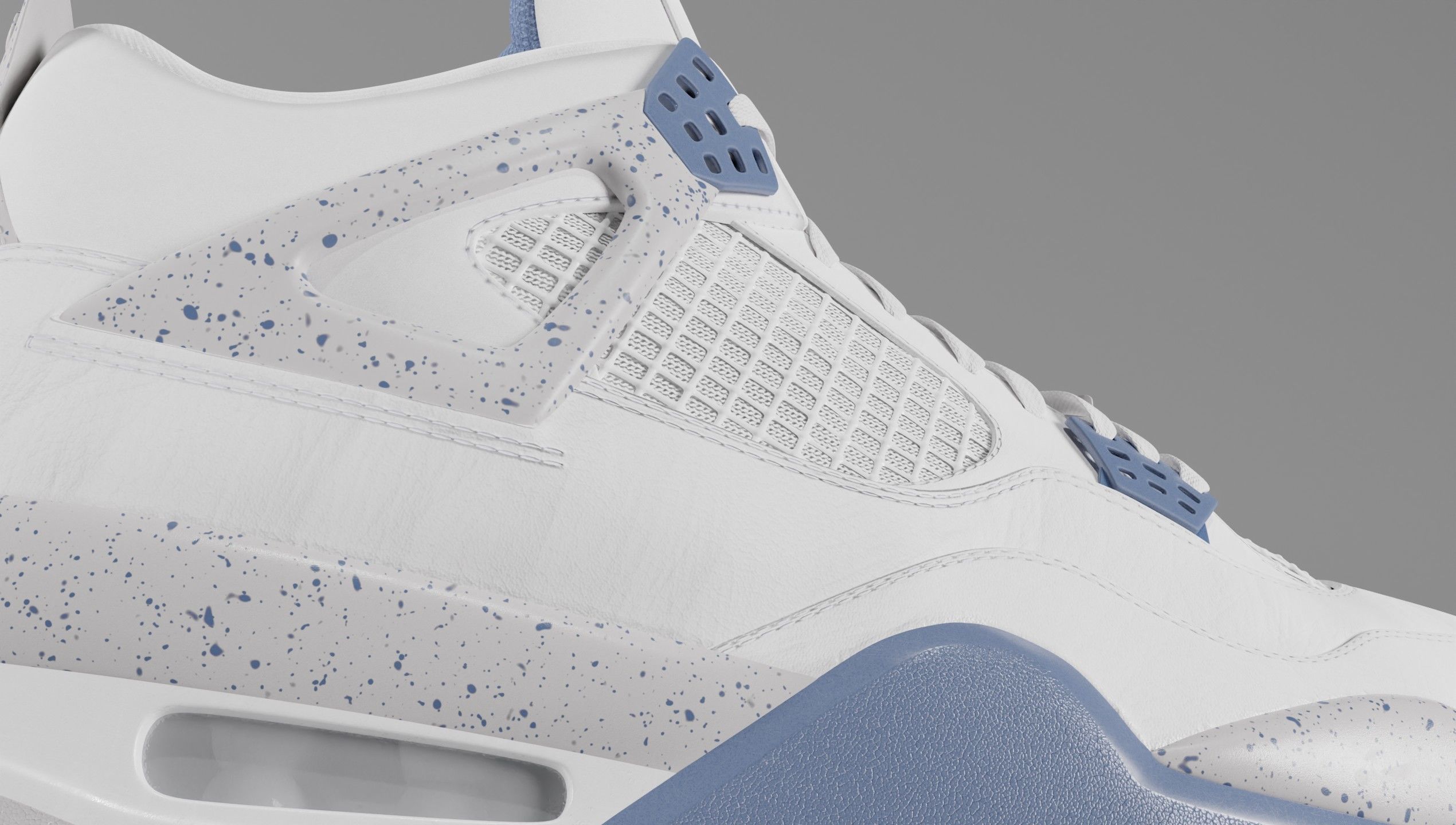 Jordan 4 Retro Midnight Navy Low-poly 3D model_14