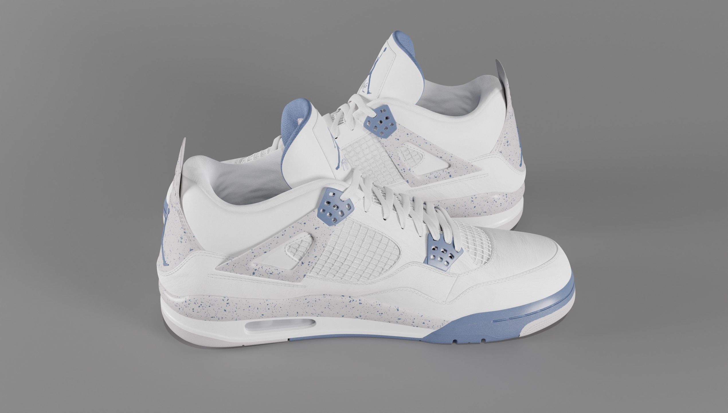 Jordan 4 Retro Midnight Navy Low-poly 3D model_28