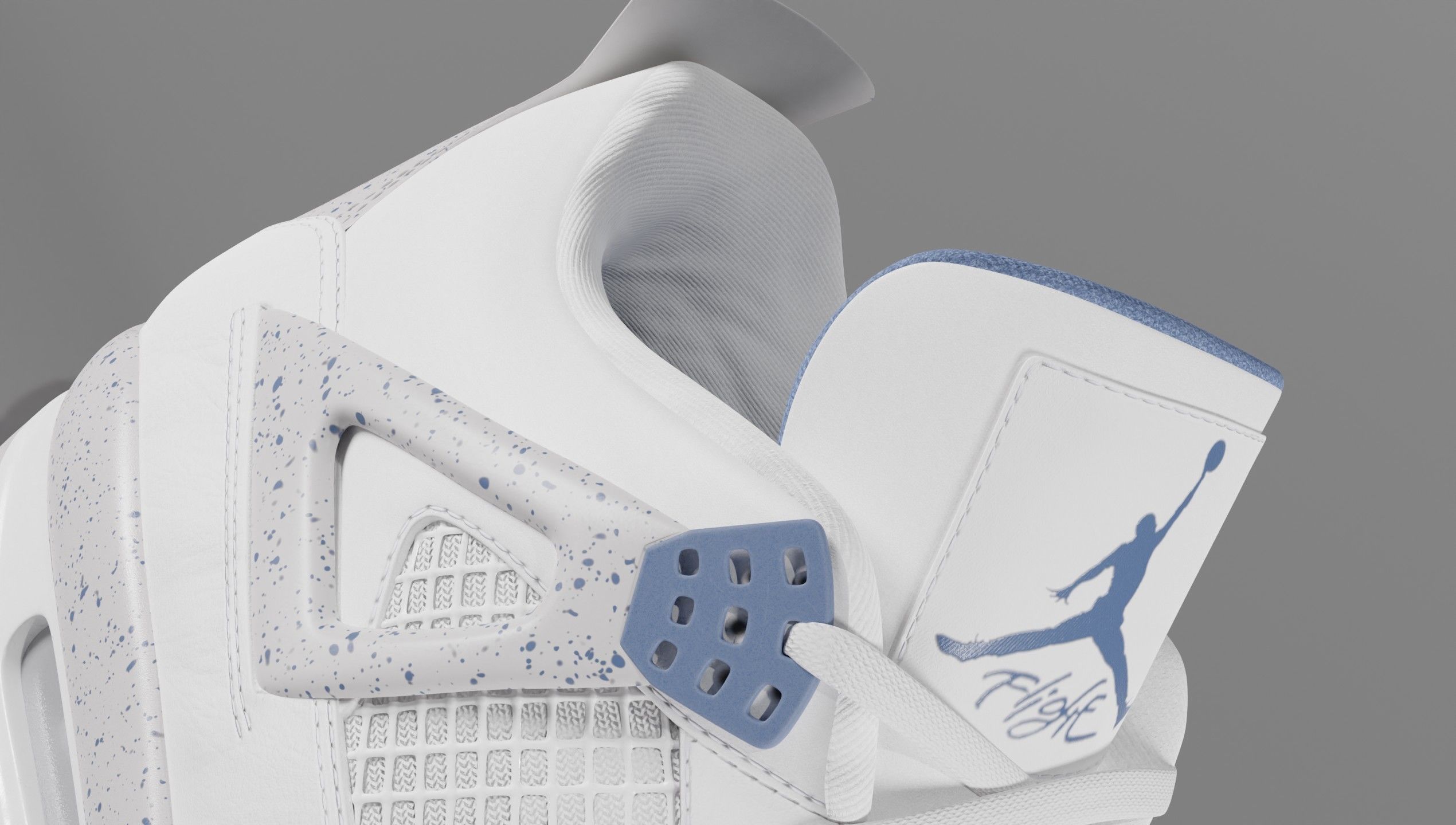 Jordan 4 Retro Midnight Navy Low-poly 3D model_2