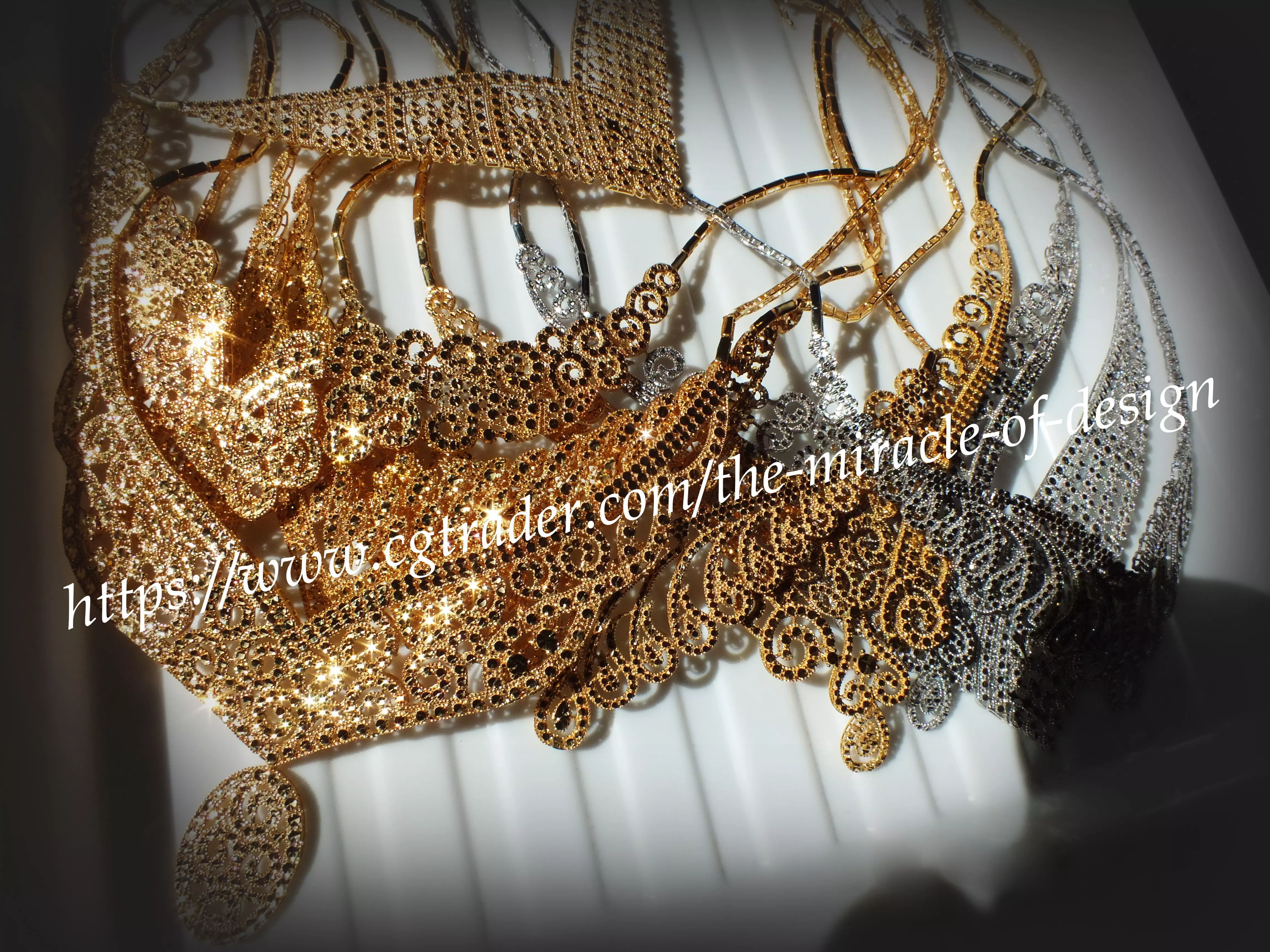 Cut gold earring bracelet necklace 3D print model_0