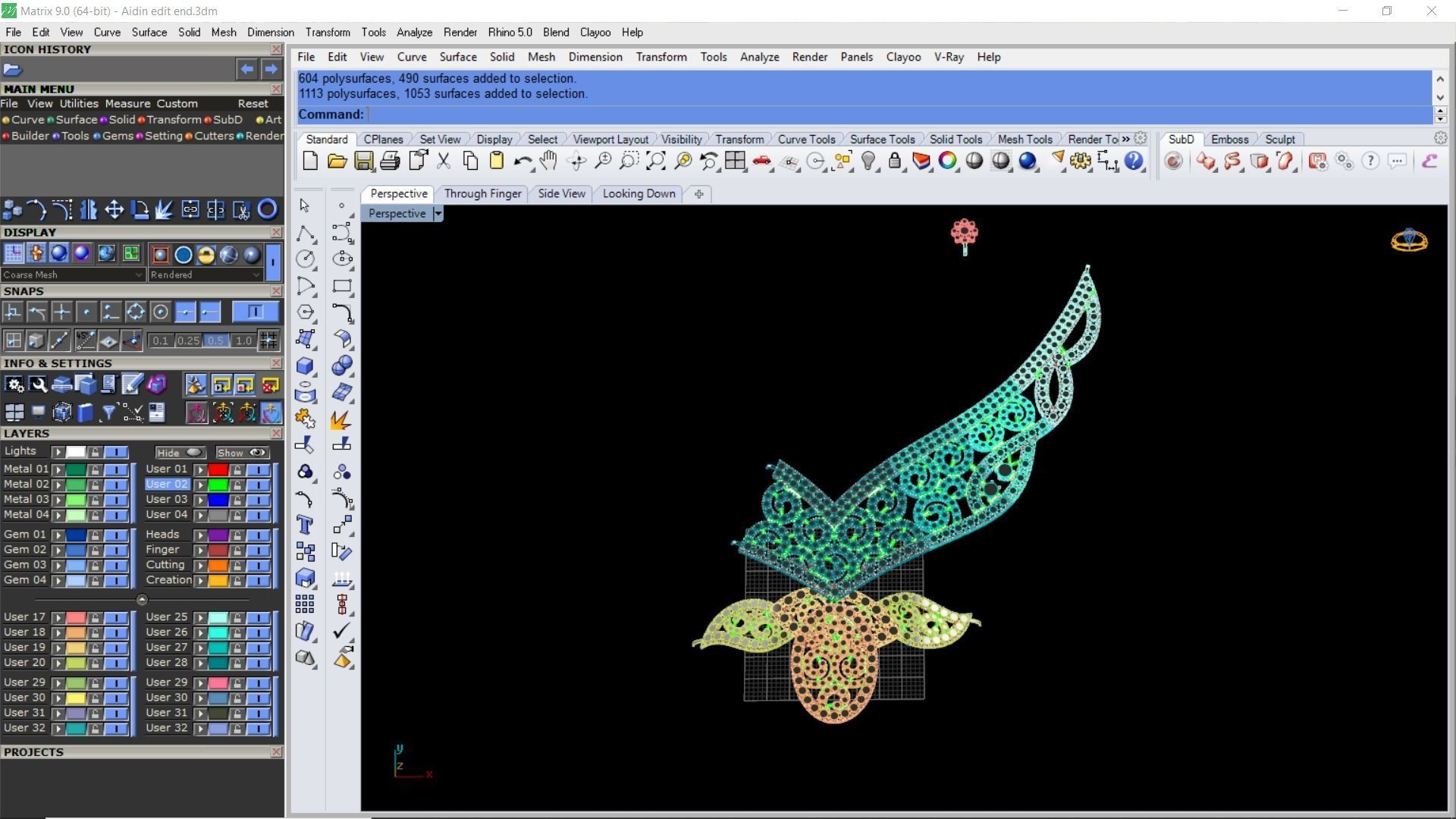 Cut gold earring bracelet necklace 3D print model_3