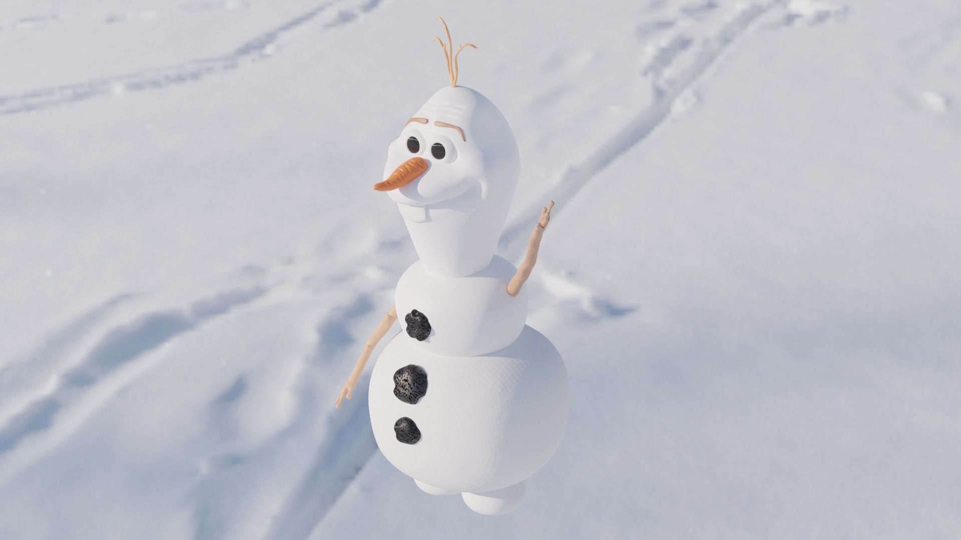 Olaff olaf from frozen Low-poly 3D model_1
