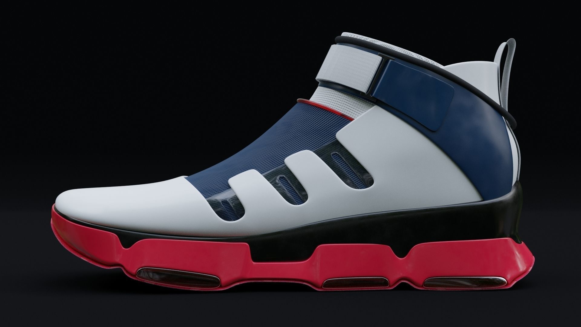 Sneakers futuristic shoe with accents Low-poly 3D model_8