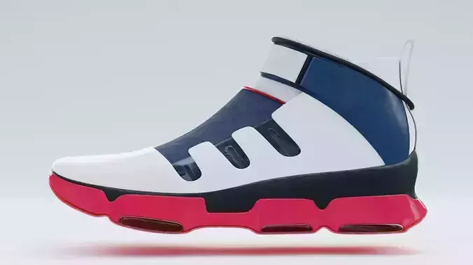 Sneakers futuristic shoe with accents Low-poly 3D model