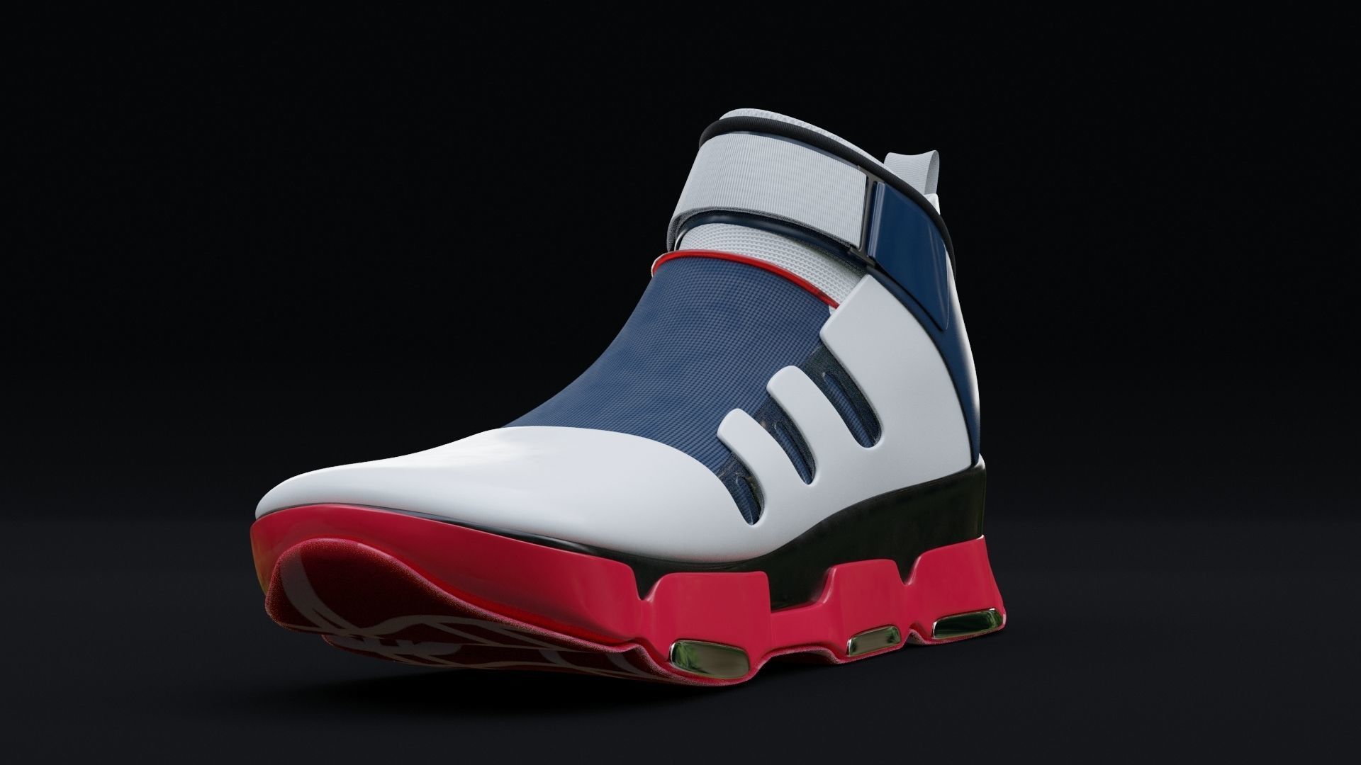 Sneakers futuristic shoe with accents Low-poly 3D model_3