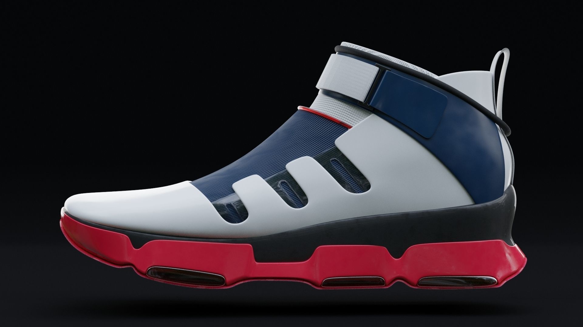 Sneakers futuristic shoe with accents Low-poly 3D model_2