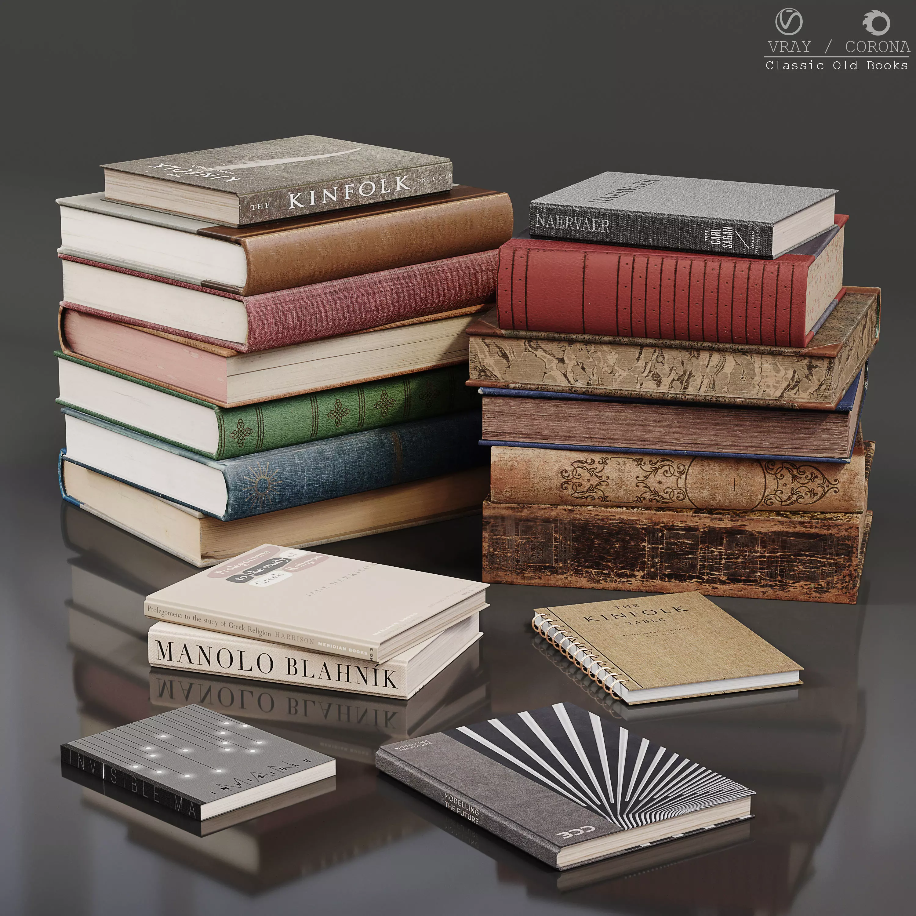 Classic Old Books 3D model