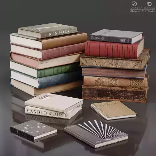Classic Old Books 3D model