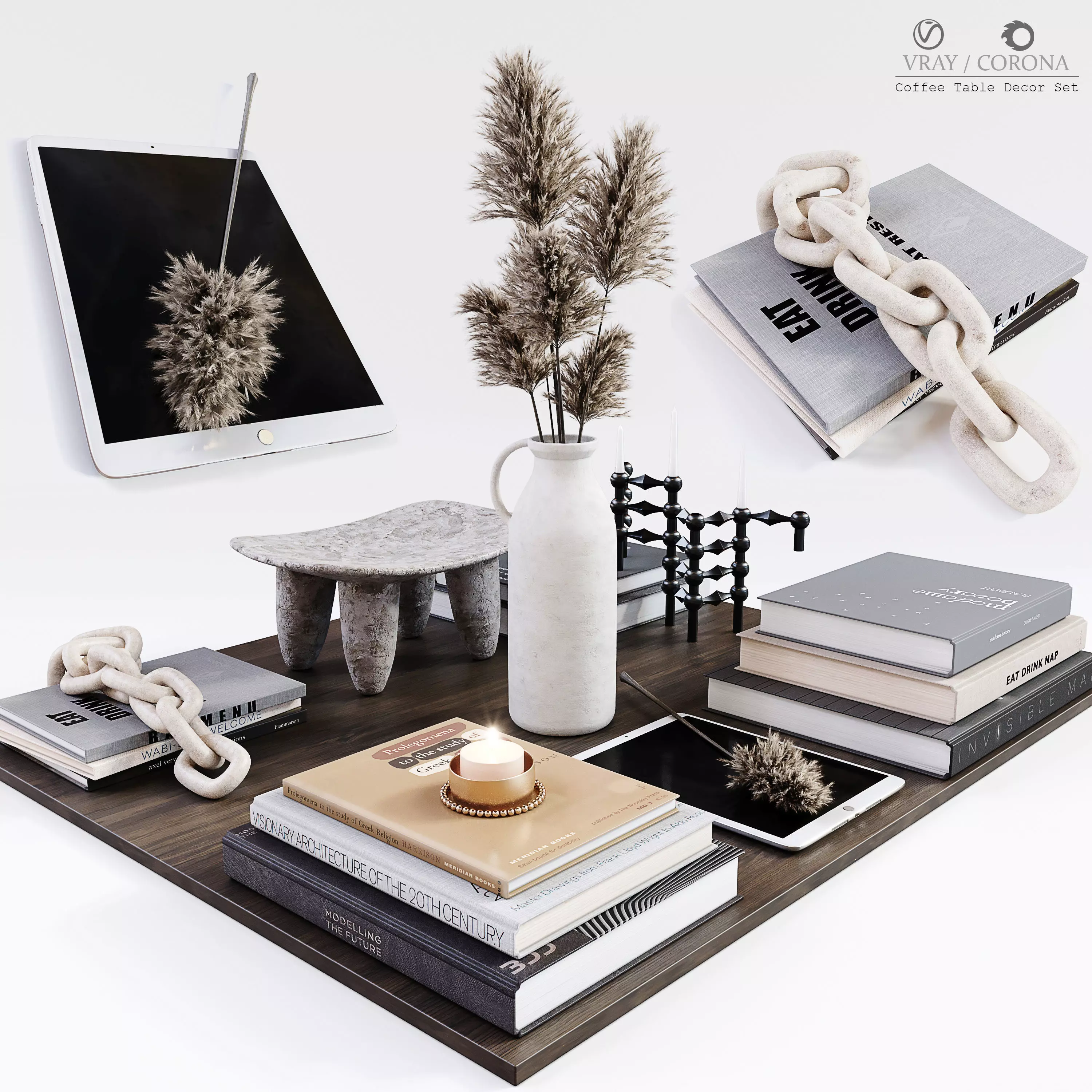 Coffee Table Decor Set 3D model