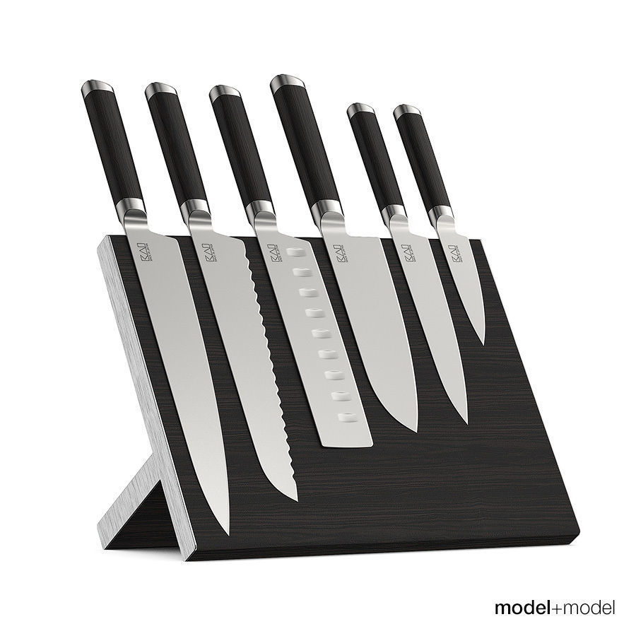 Knives with stand and wall holders 3D model_0