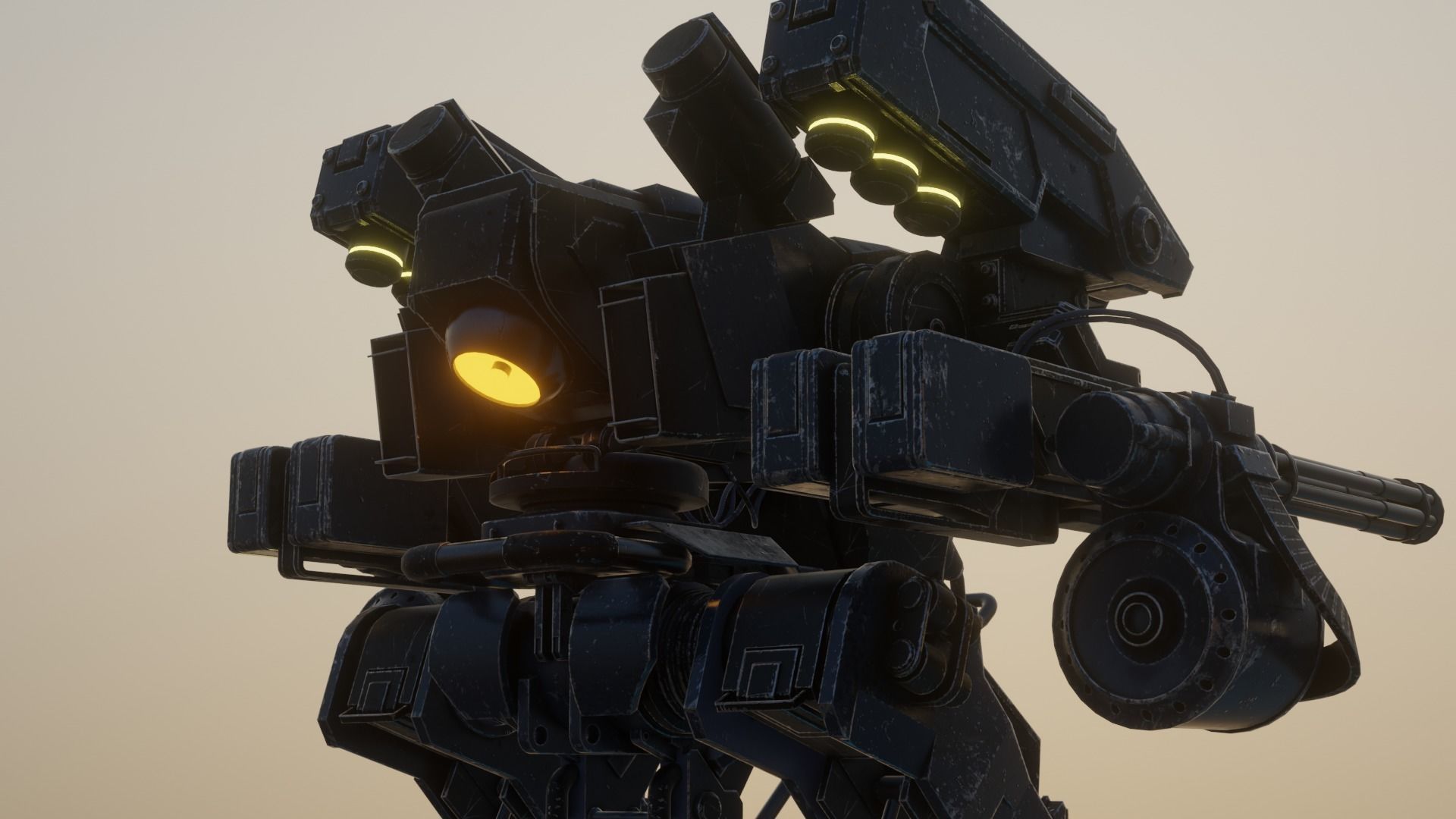 The Mech futuristic robot Low-poly 3D model_3